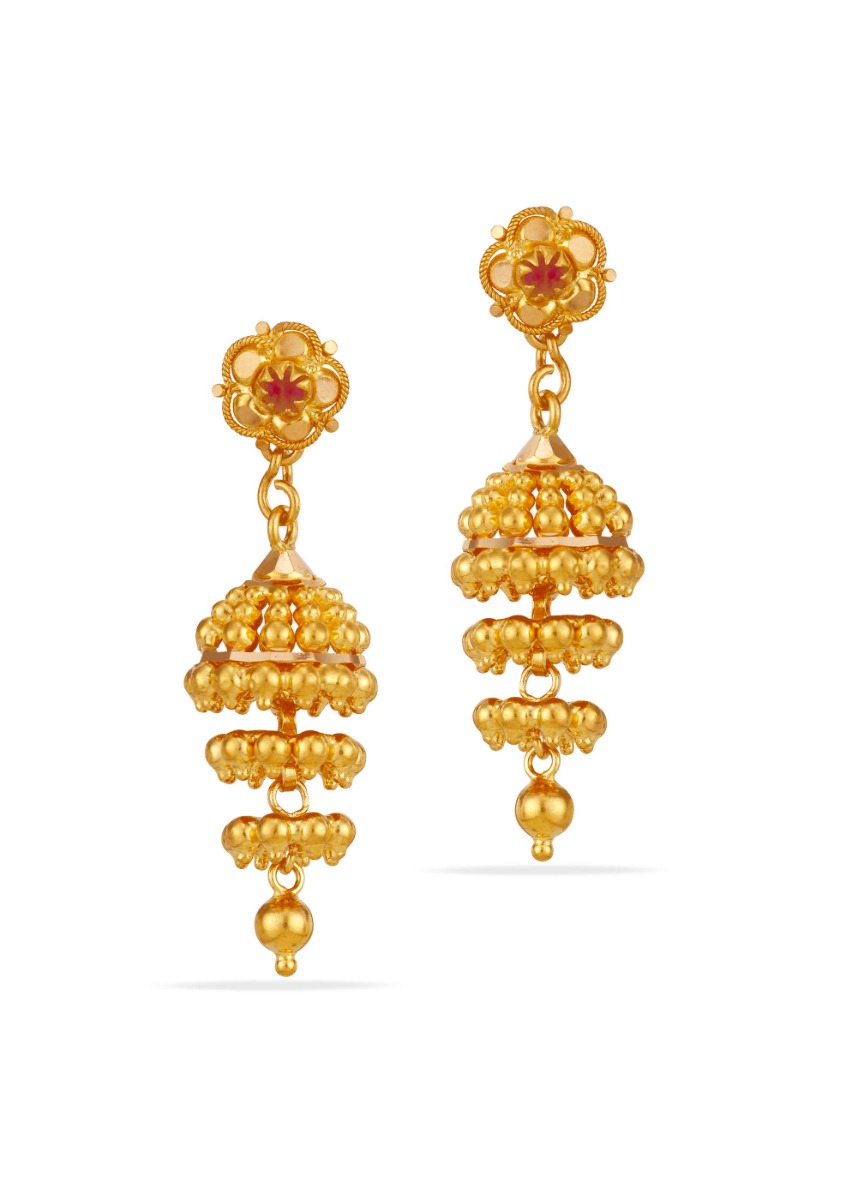 Grape Drop Elegance 22K Gold Jhumka Earring