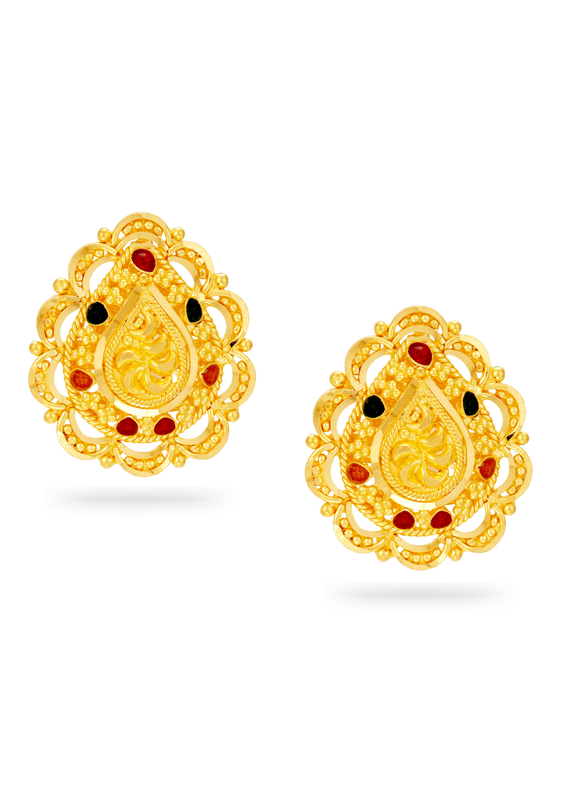 Classic Kerala-Style 22K Gold Daily Earring