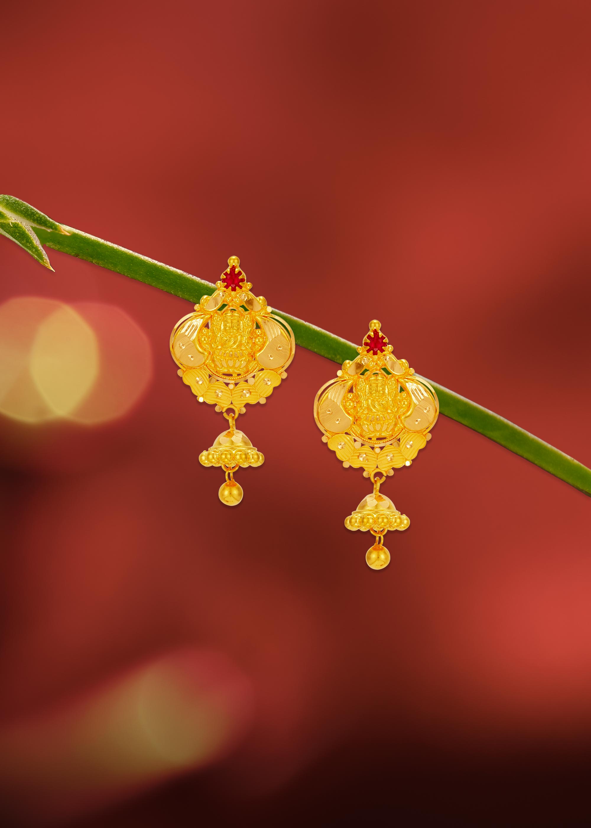 Lakshmi Grace 22K Gold Stone Stud Earring