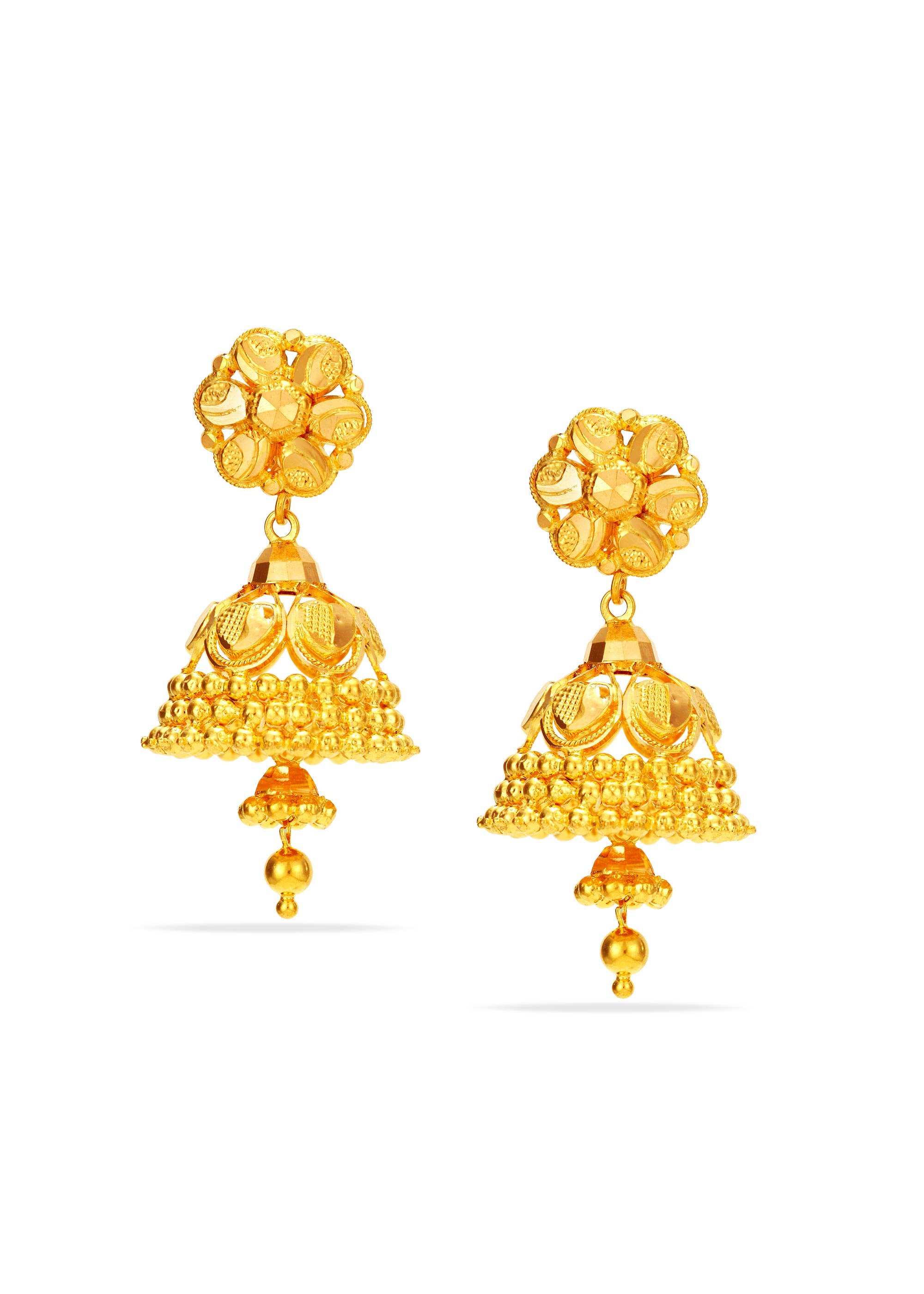 Heart Shaped 22K Gold Detachable Jhumka Earring