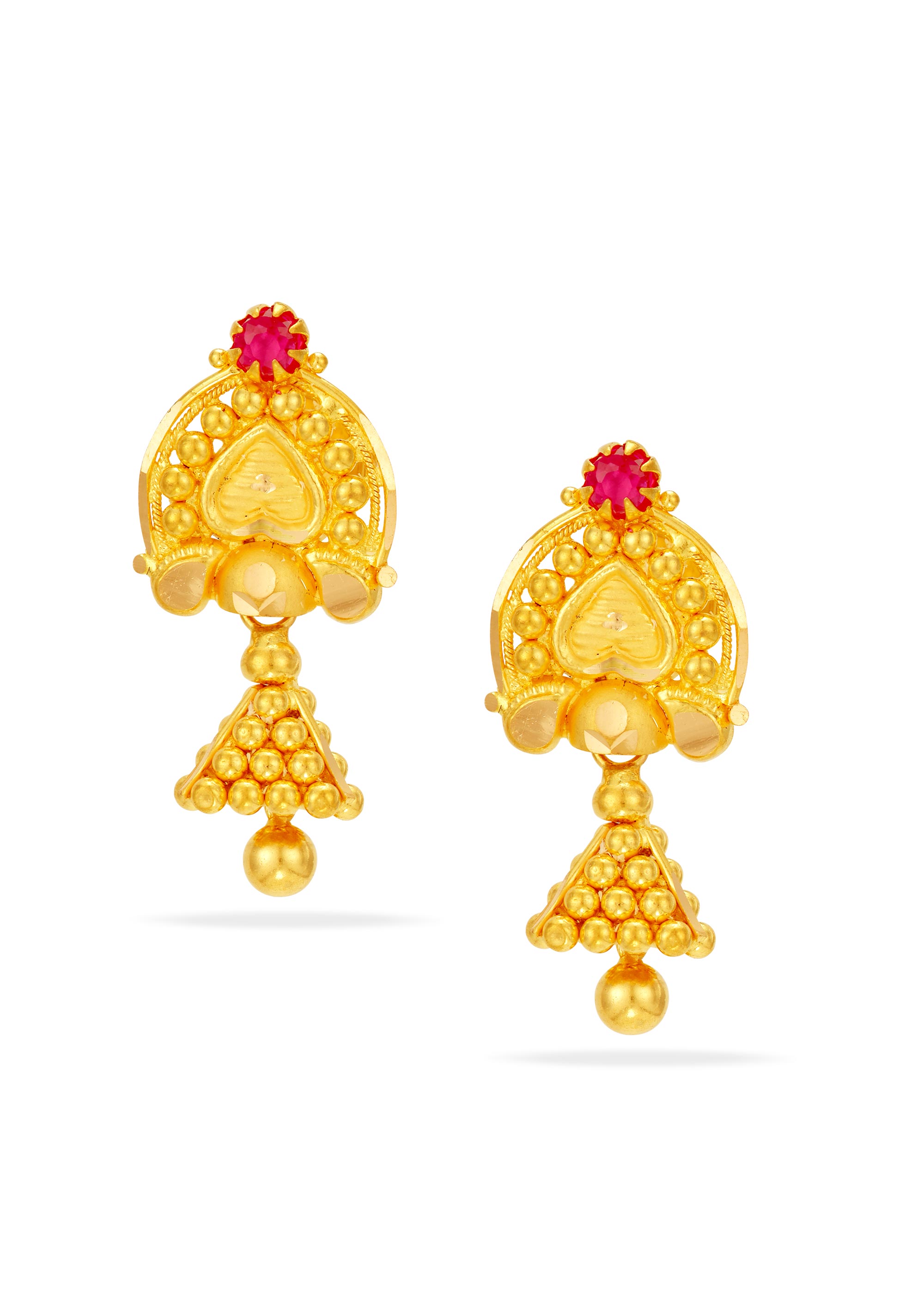 Sphere-Inspired 22K Gold Hanging Earring