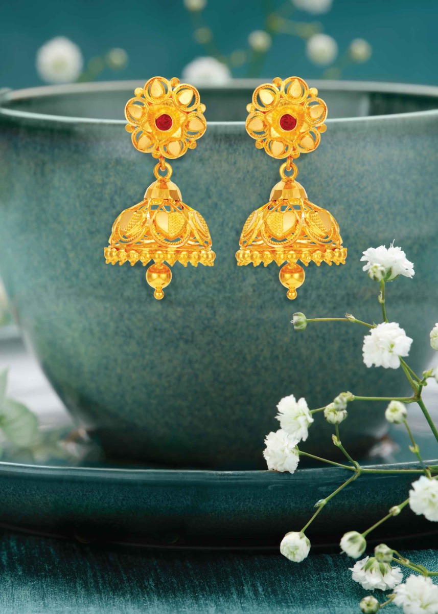 Detachable Love 22K Gold Shaped Jhumka Earring