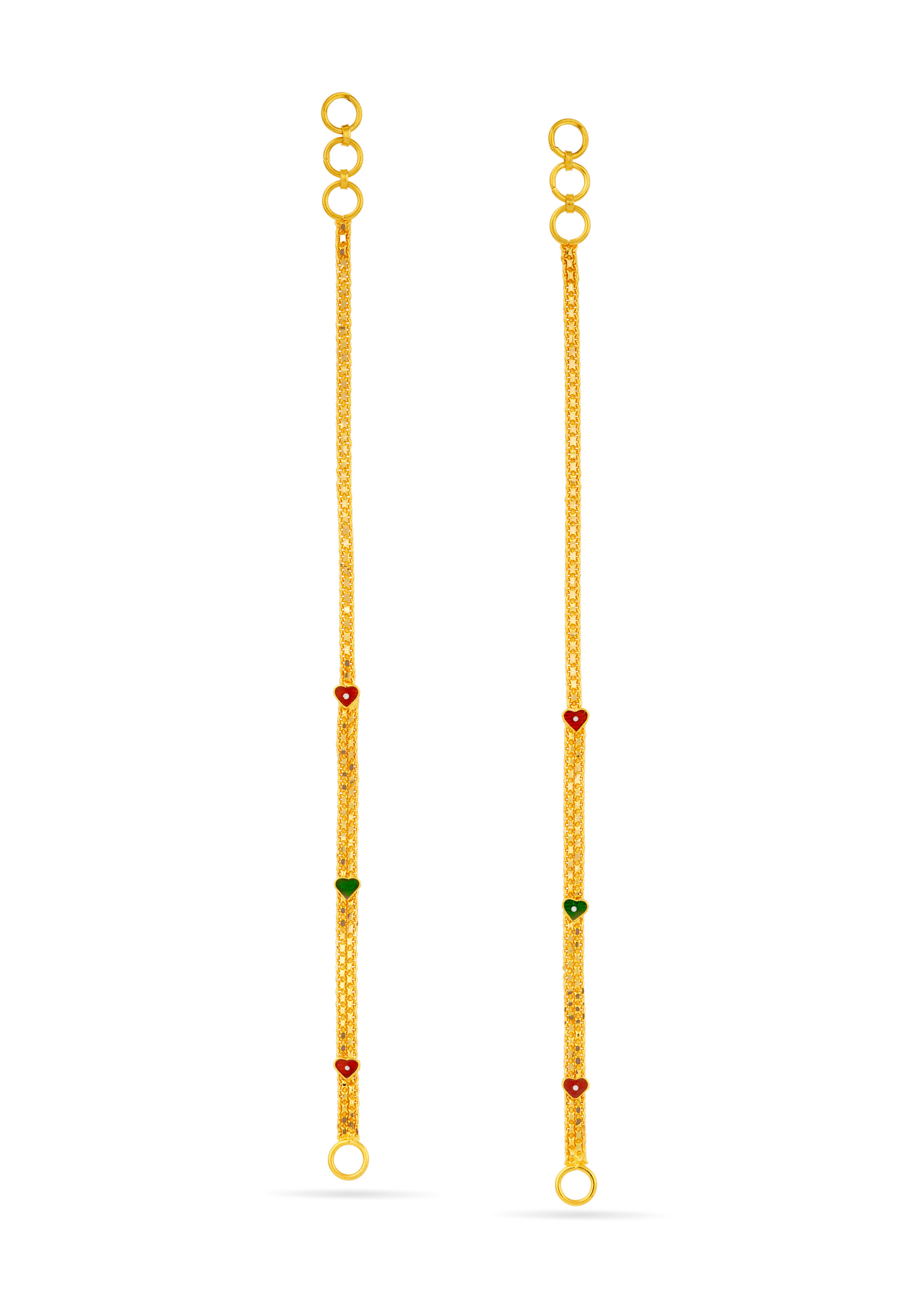 Dual Box 22K Gold Chain Earring
