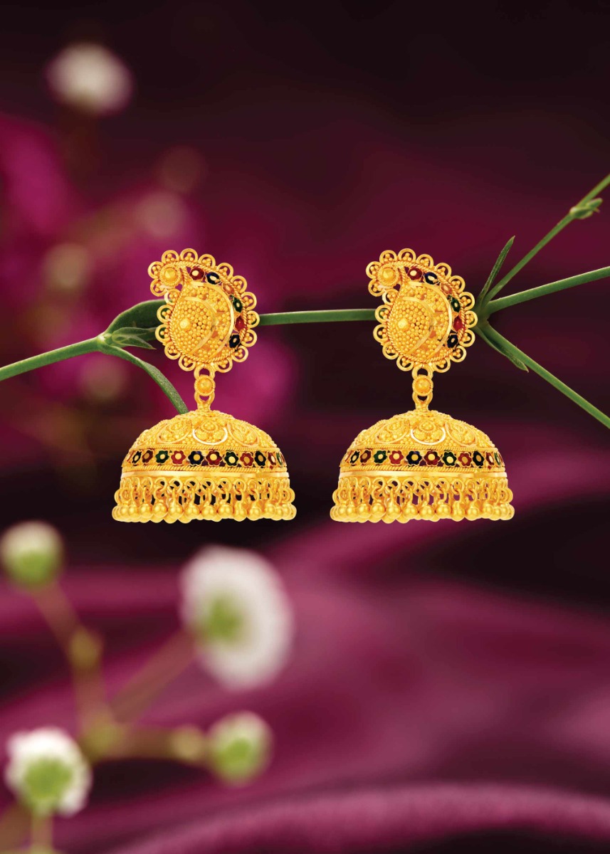 Kolkata Charm Patterned Jhumkis