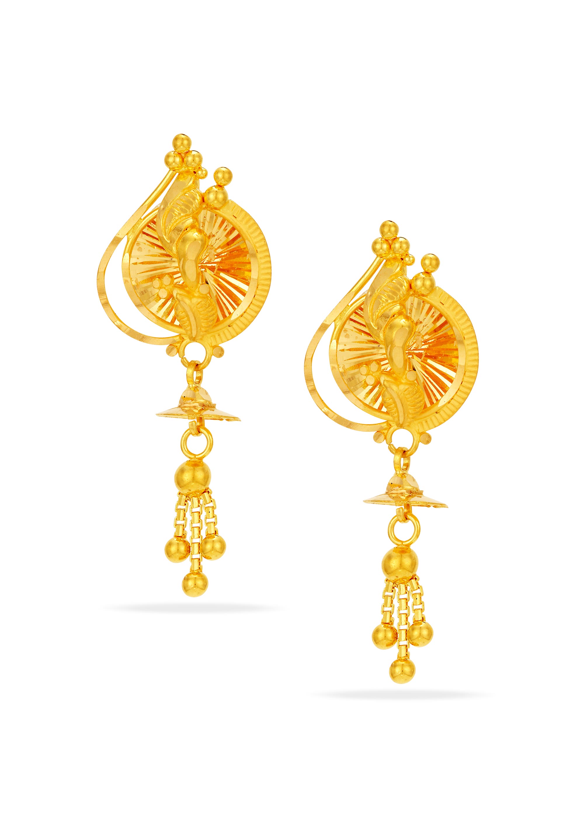 Glittering Fancy 22K Gold Hanging Earring