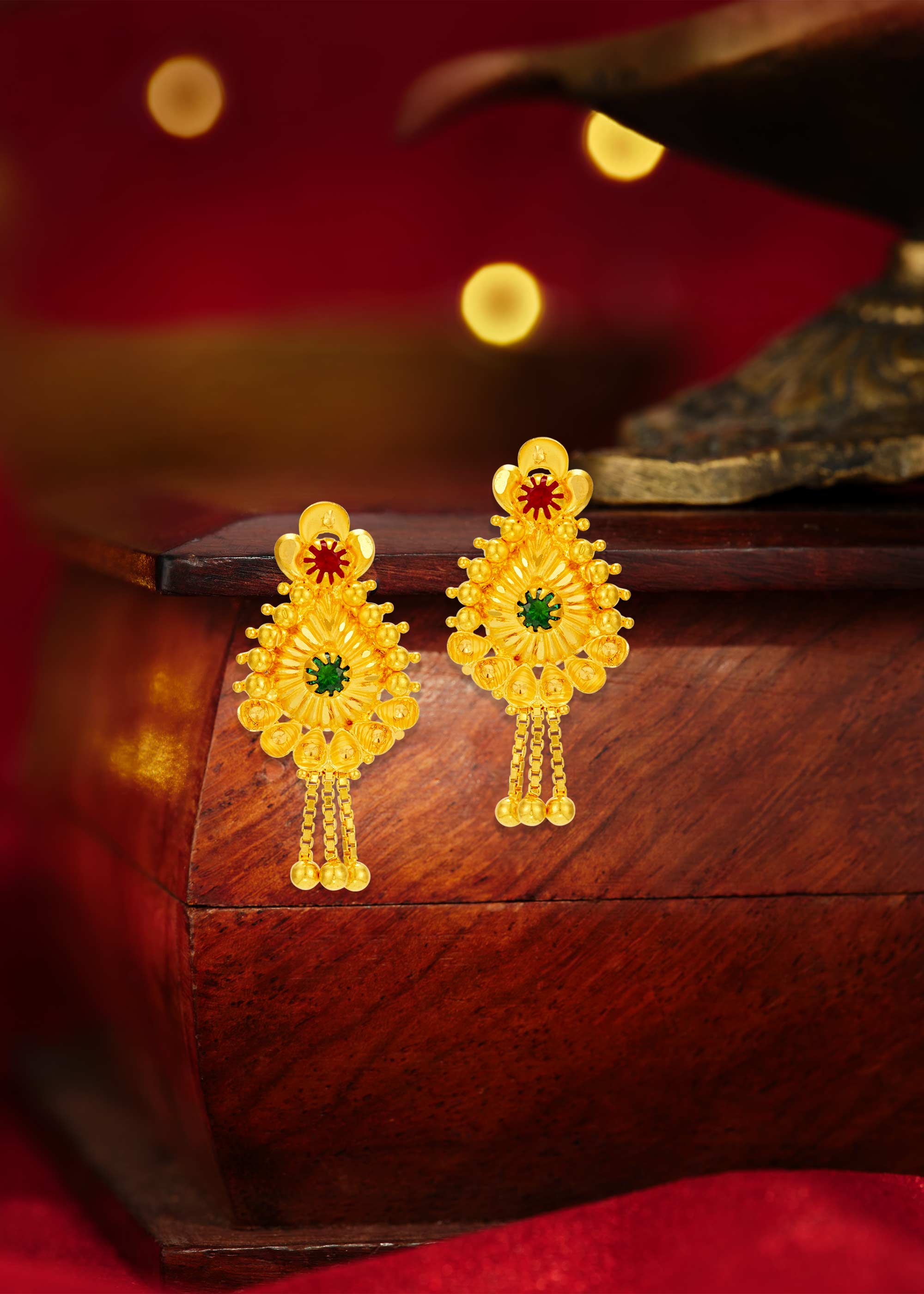 Gorgeous Stone 22K Gold Accent Stud Earring