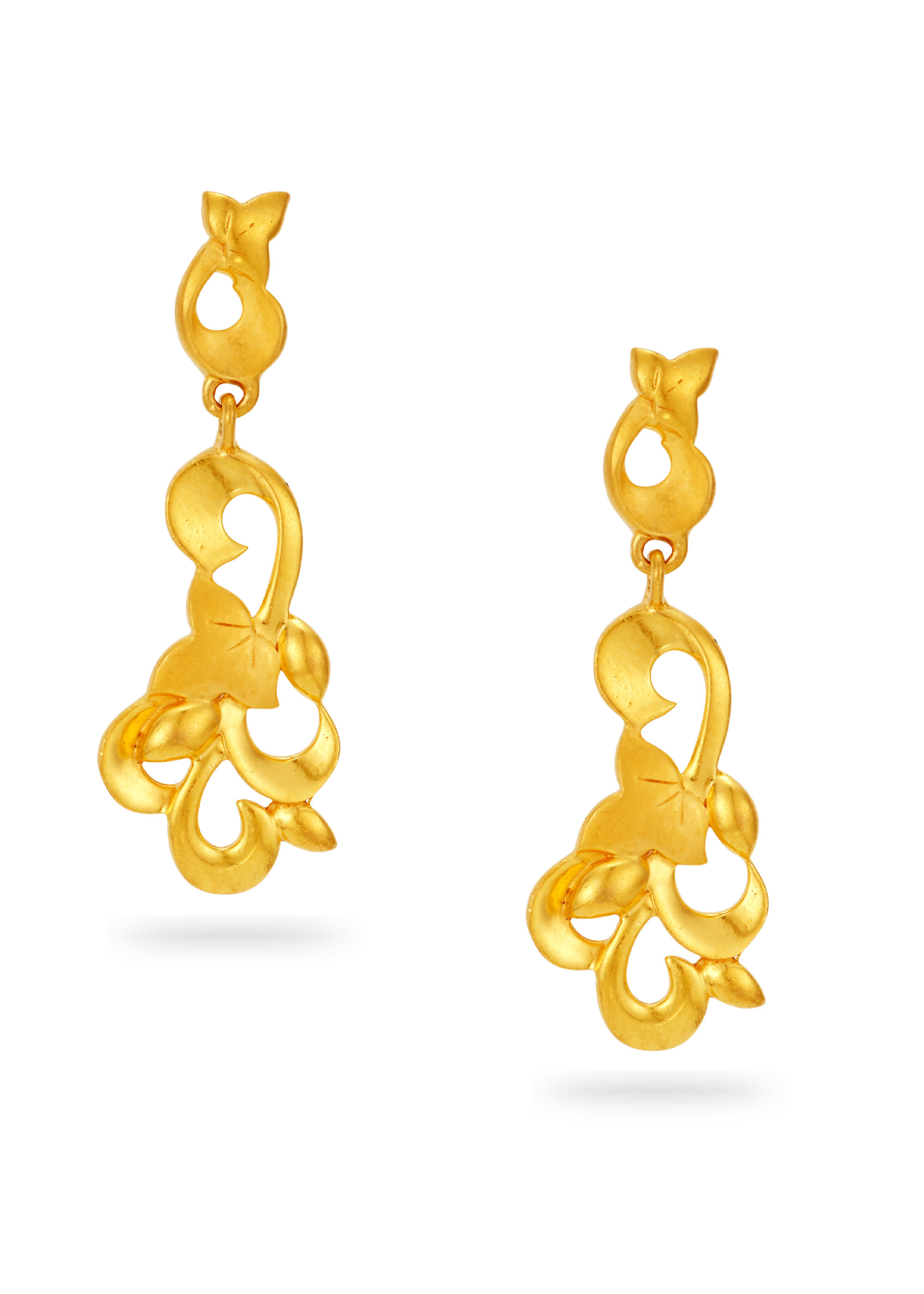 Leaf Patterned 22K Gold Hanging Earring