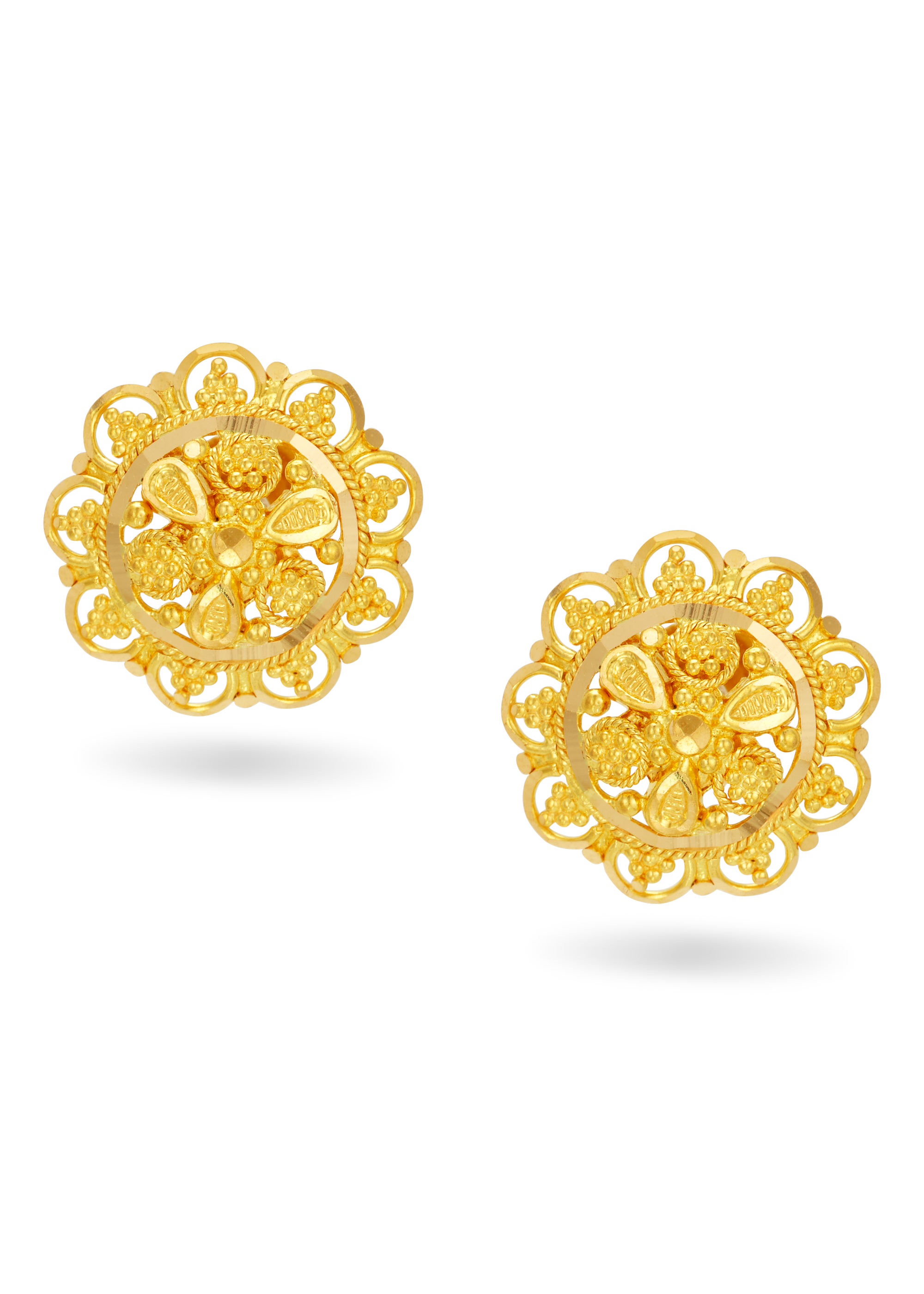 Classic Round 22K Gold Daily Stud Earring