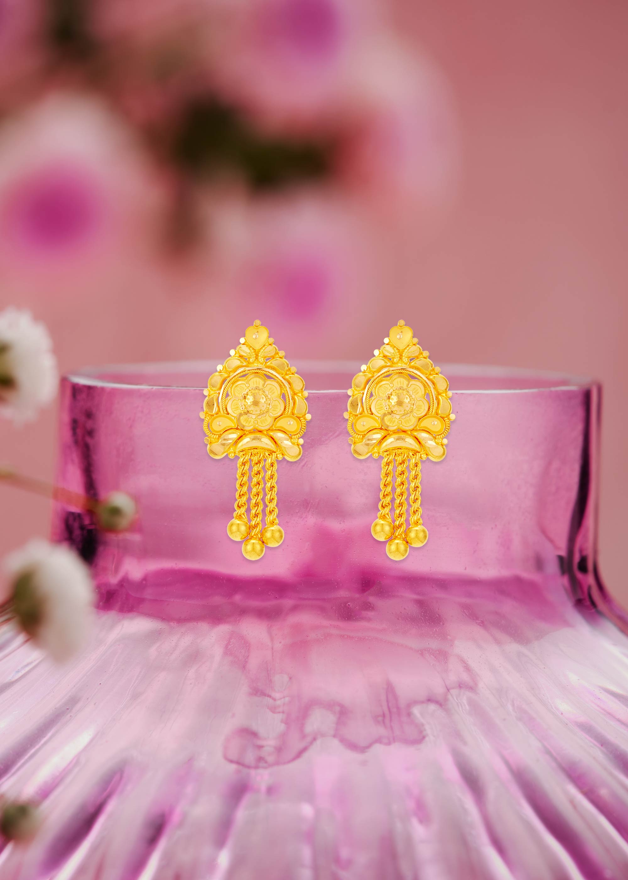 Elegant Rope 22K Gold Design Earring