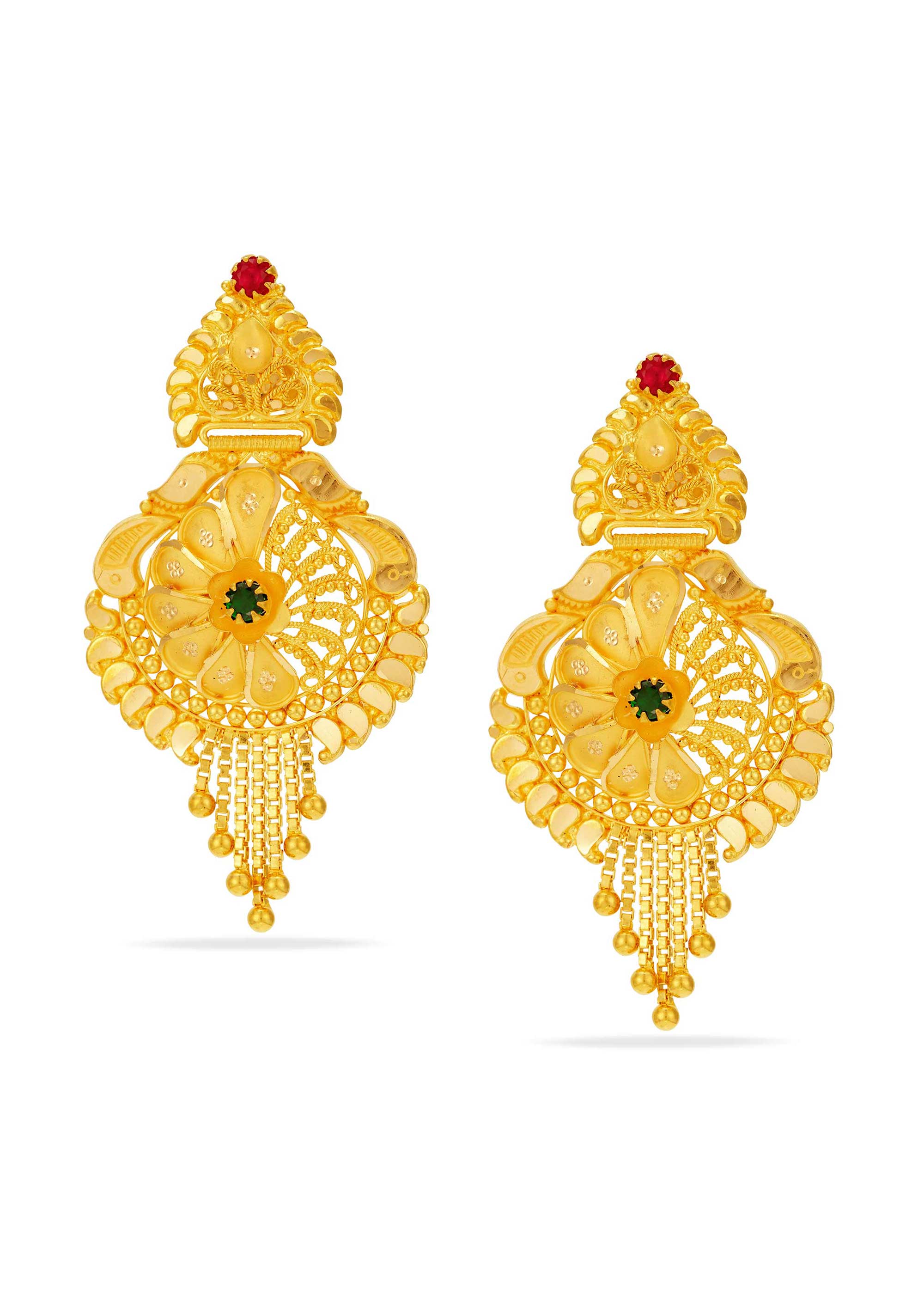 Radiant Stone 22K Gold Center Hanging Earring