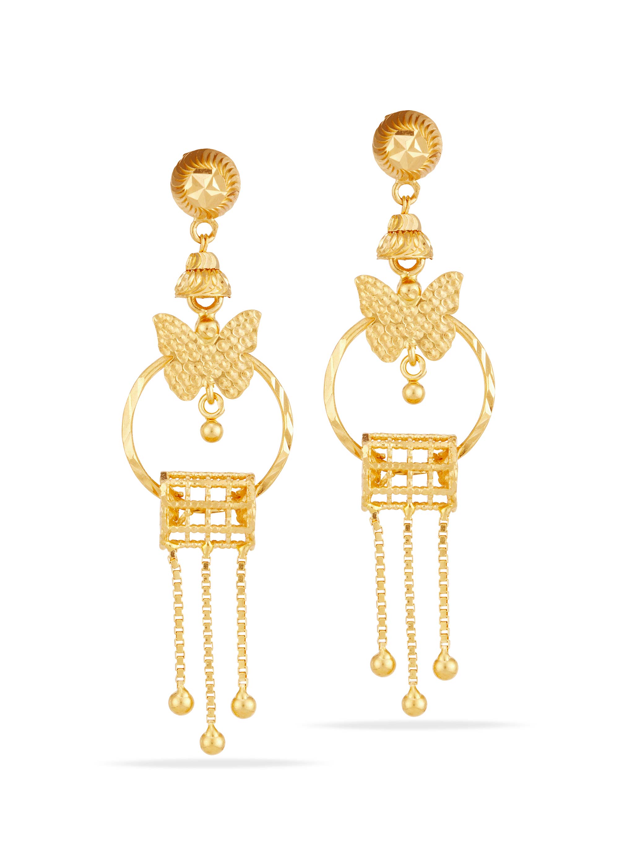 Butterfly Breeze 22K Gold Rajkot Hanging Earring