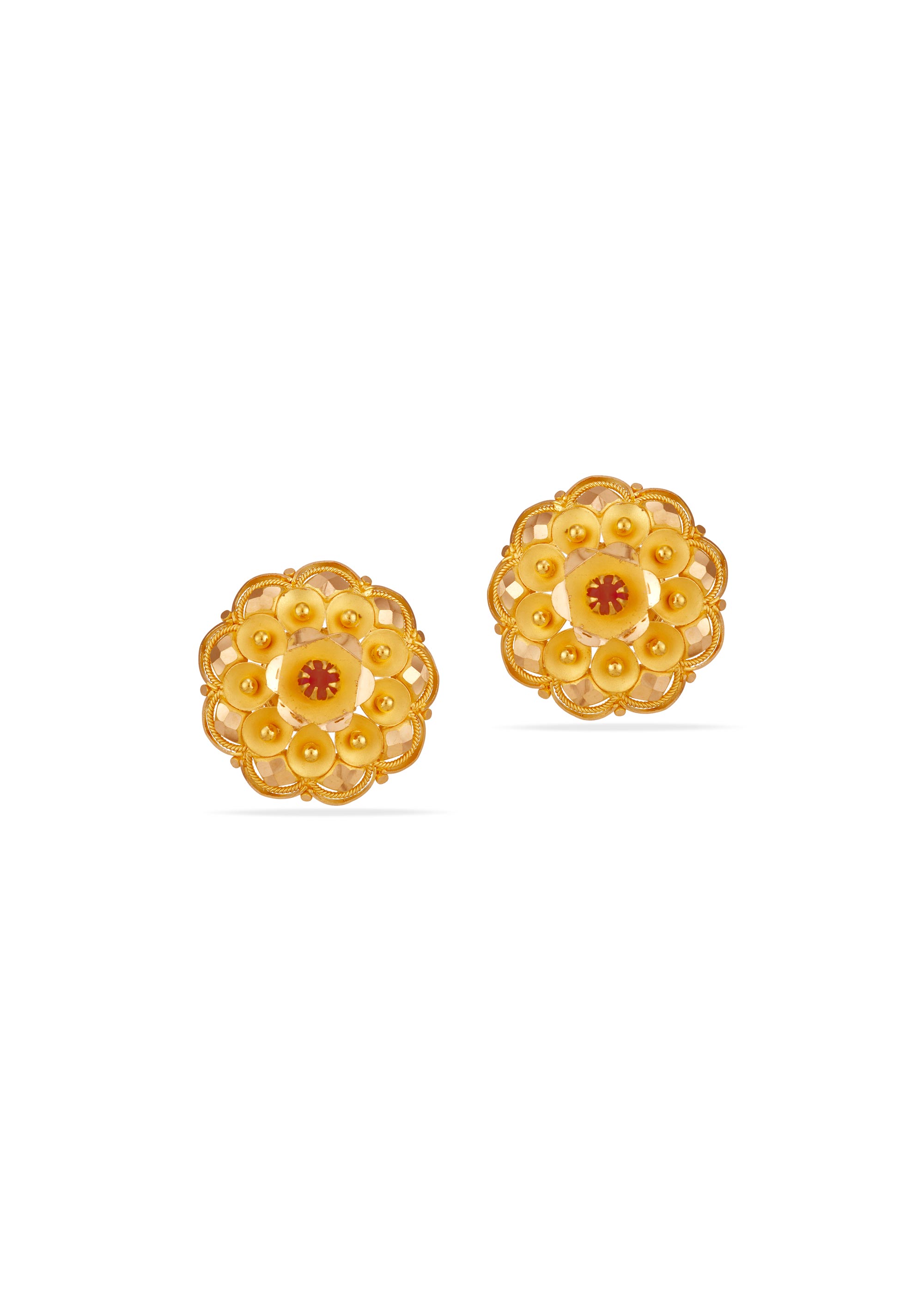 Matte Bloom Stone 22K Gold Stud Earring