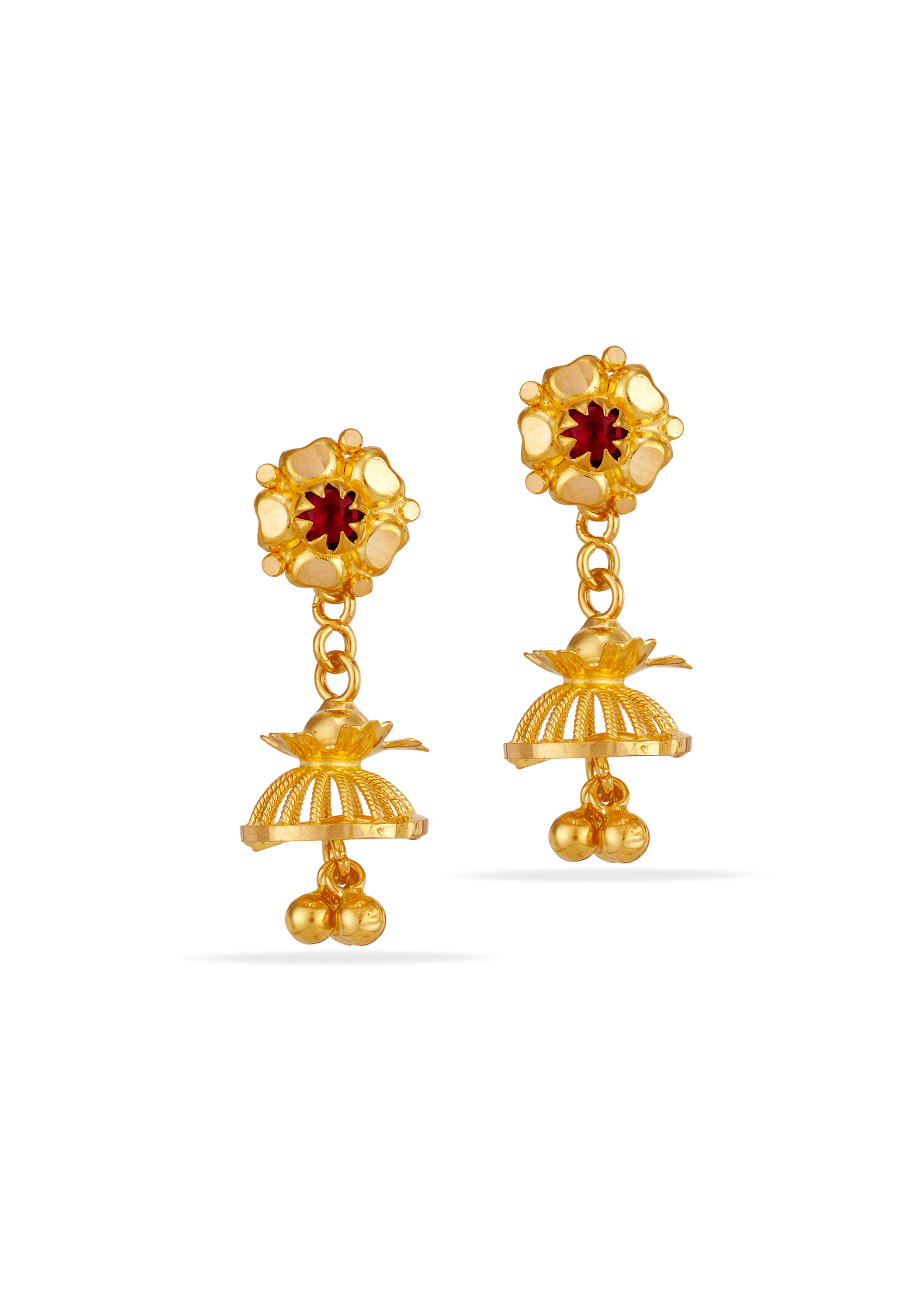 Stone Glow 22K Gold Baby Jhumka Earring