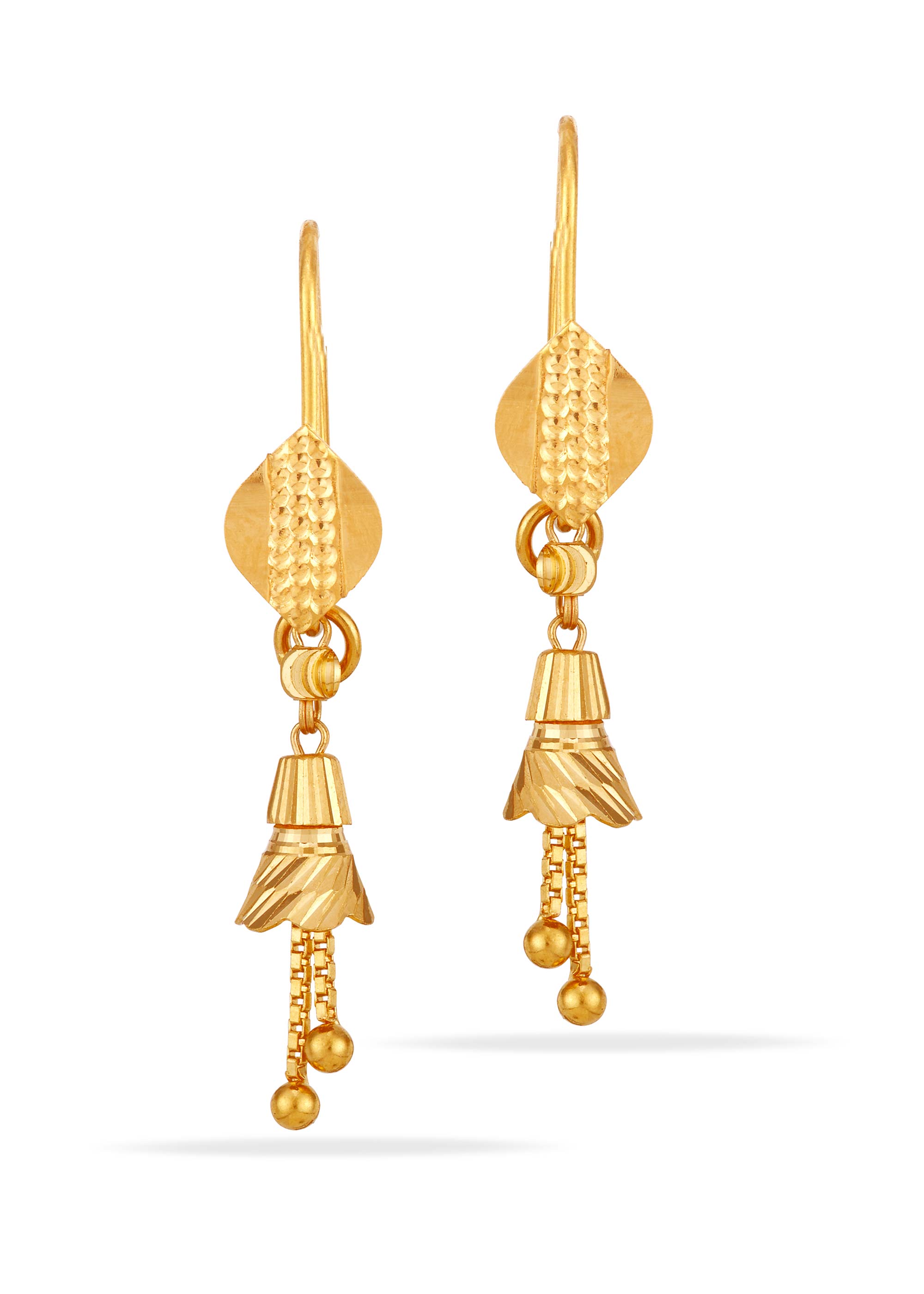Lace Cut Rajkot 22K Gold Hanging Earring