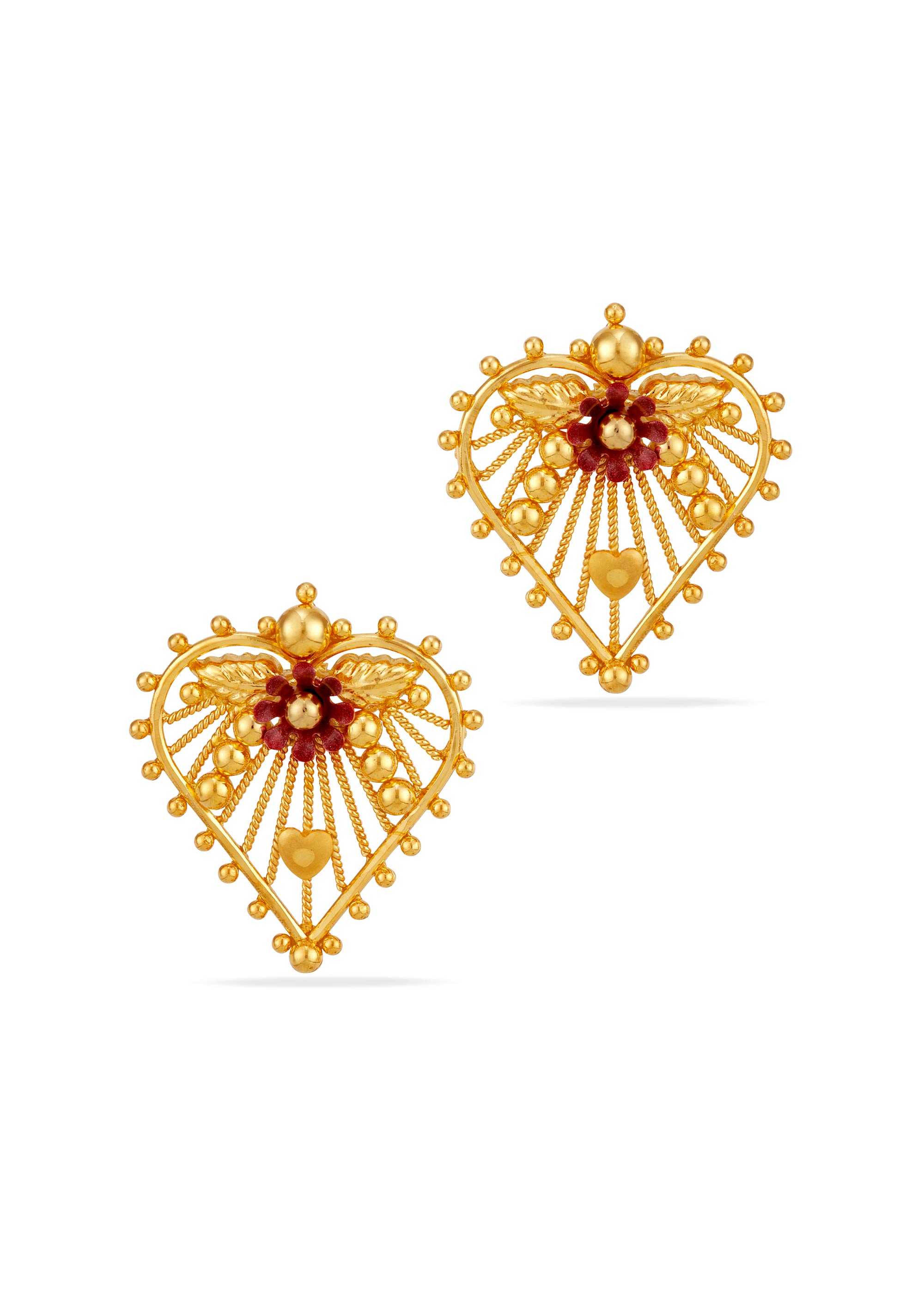 Heart in Bloom 22K Gold Stud Earring
