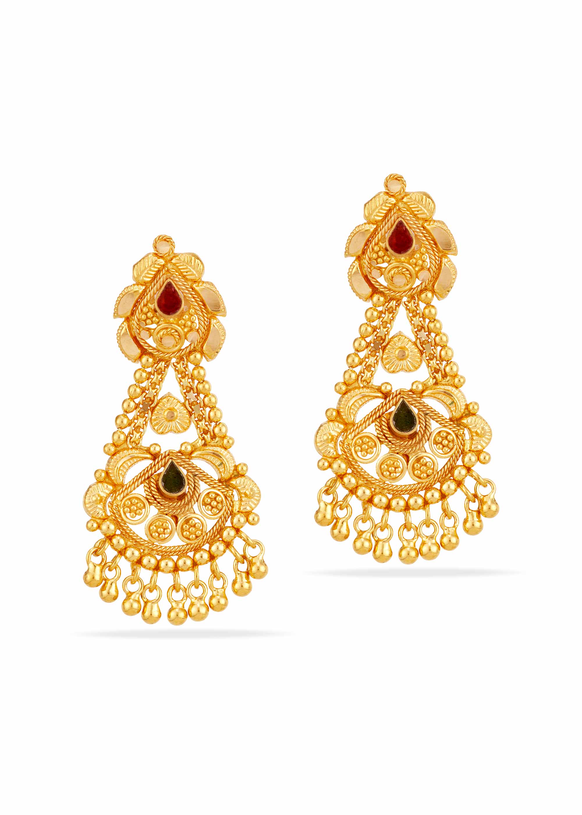 Festive Bloom 22K Gold Enamel Hanging Earring