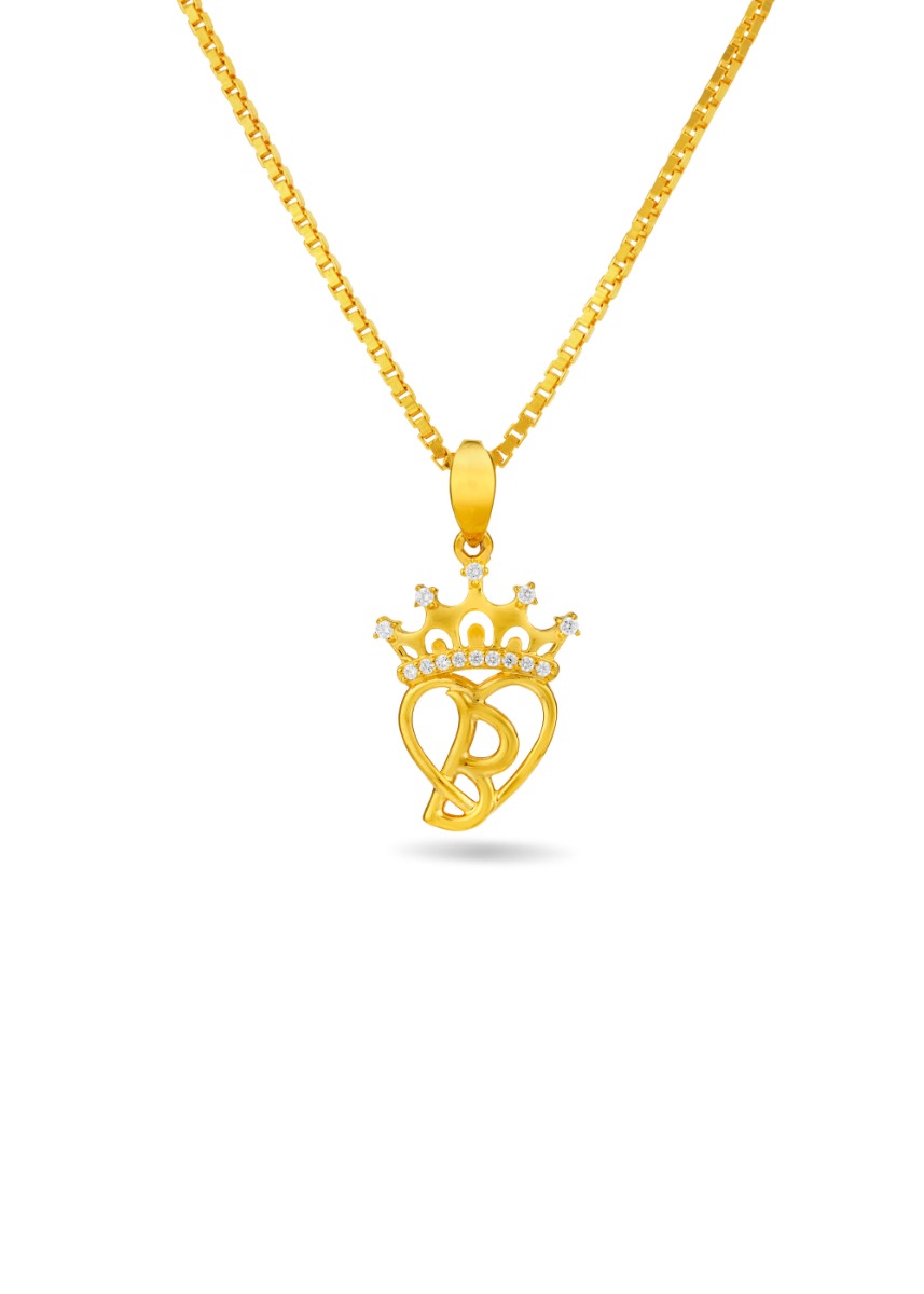 Graceful Heart 22K Gold Initial Pendant