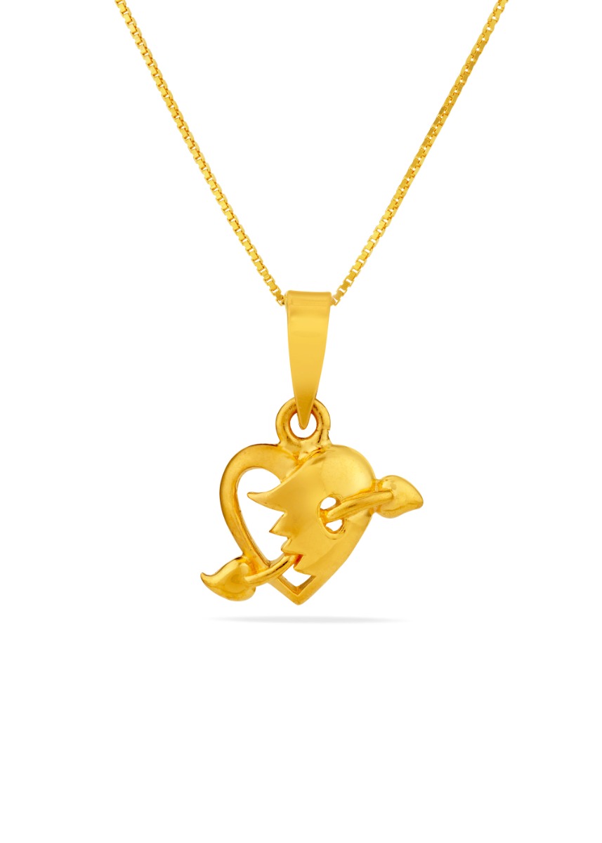 Trendy Heart Shaped 22K Gold Pendant