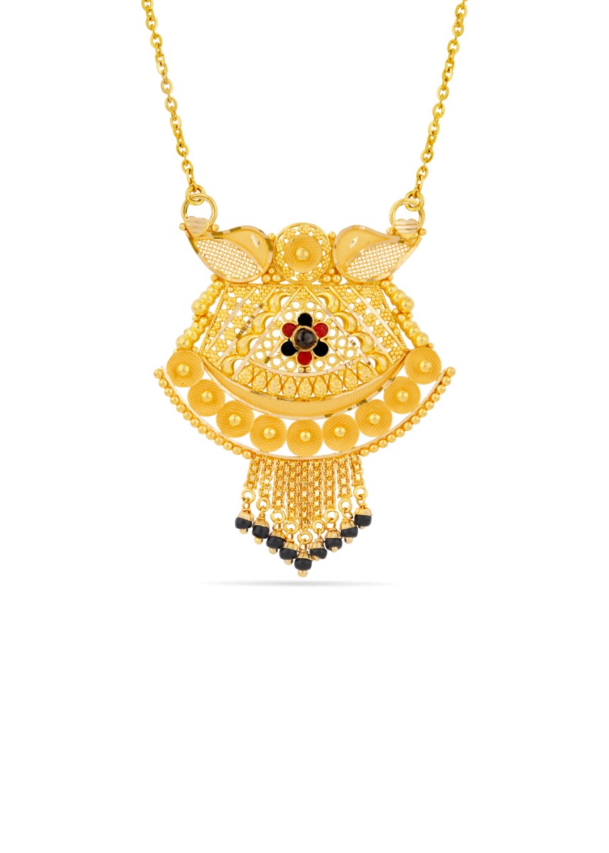 Vibrant Enamel 22K Gold Pattern Traditional Pendant