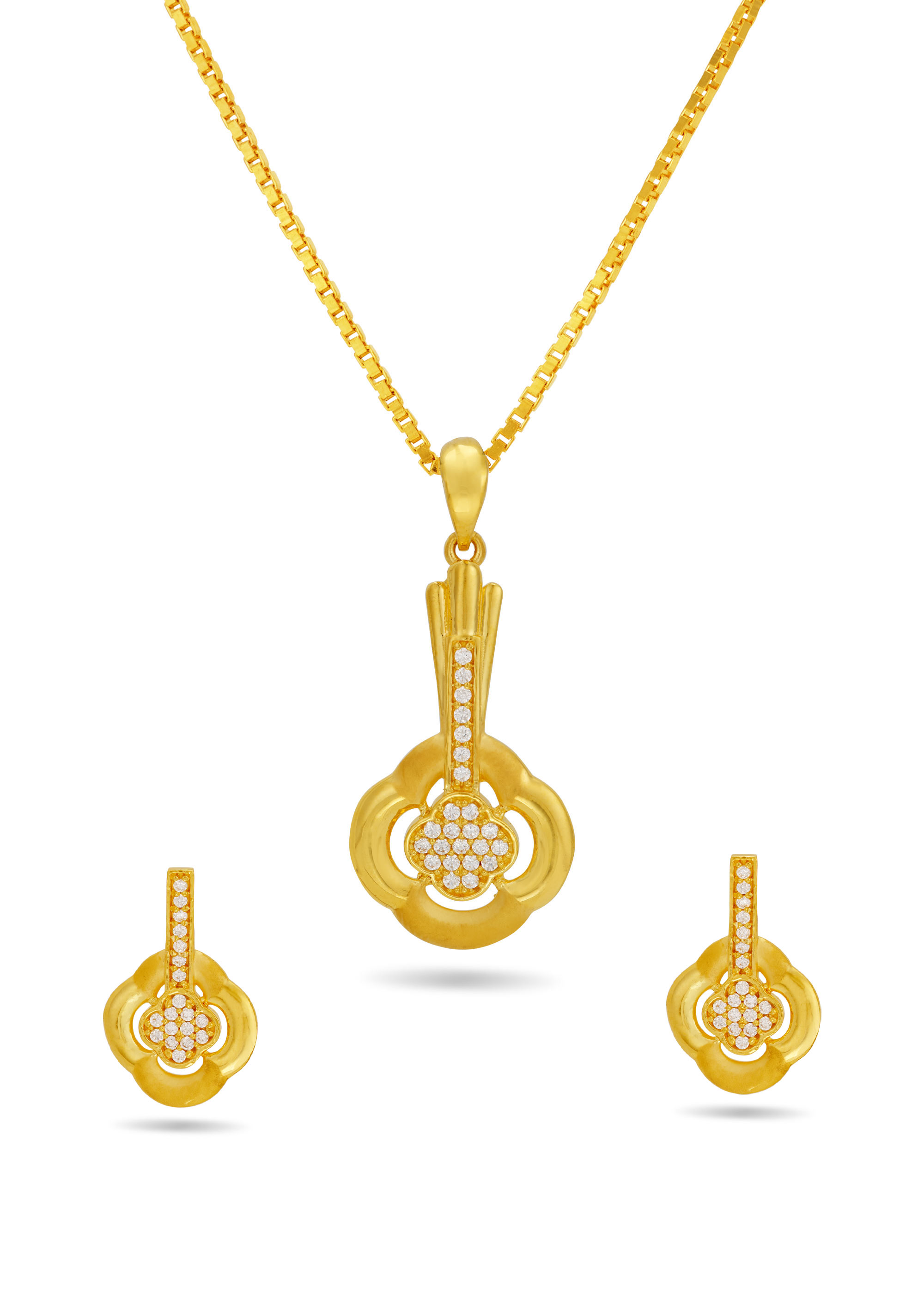 Guitar Model 22K Gold Pendant And Earring Set
