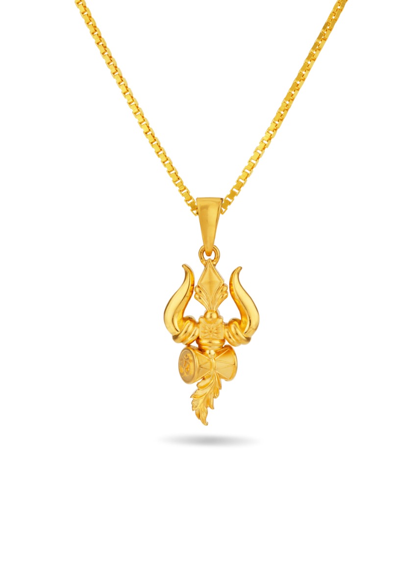 Trishul Damaru 22K Gold Pendant