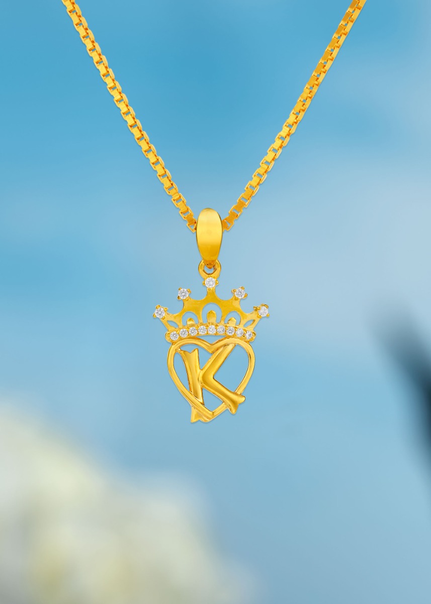 Majestic Heart 22K Gold Alphabet Pendant