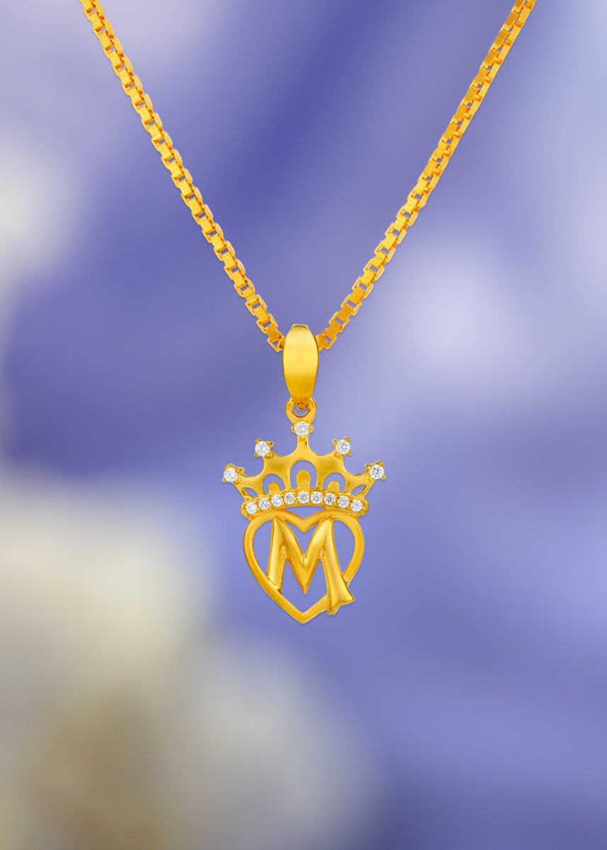 Royal Heart 22K Gold Monogram Pendant
