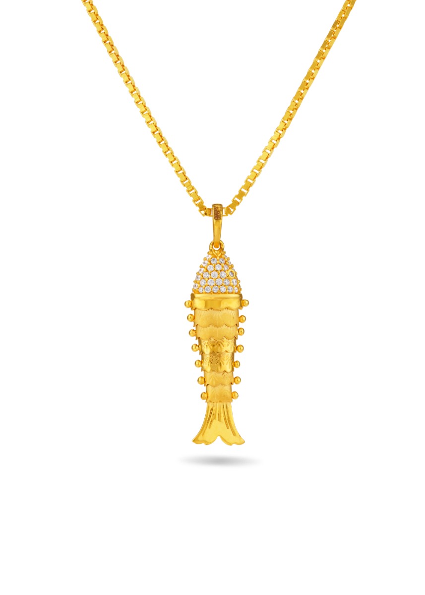 Graceful Fish 22K Gold Pendant