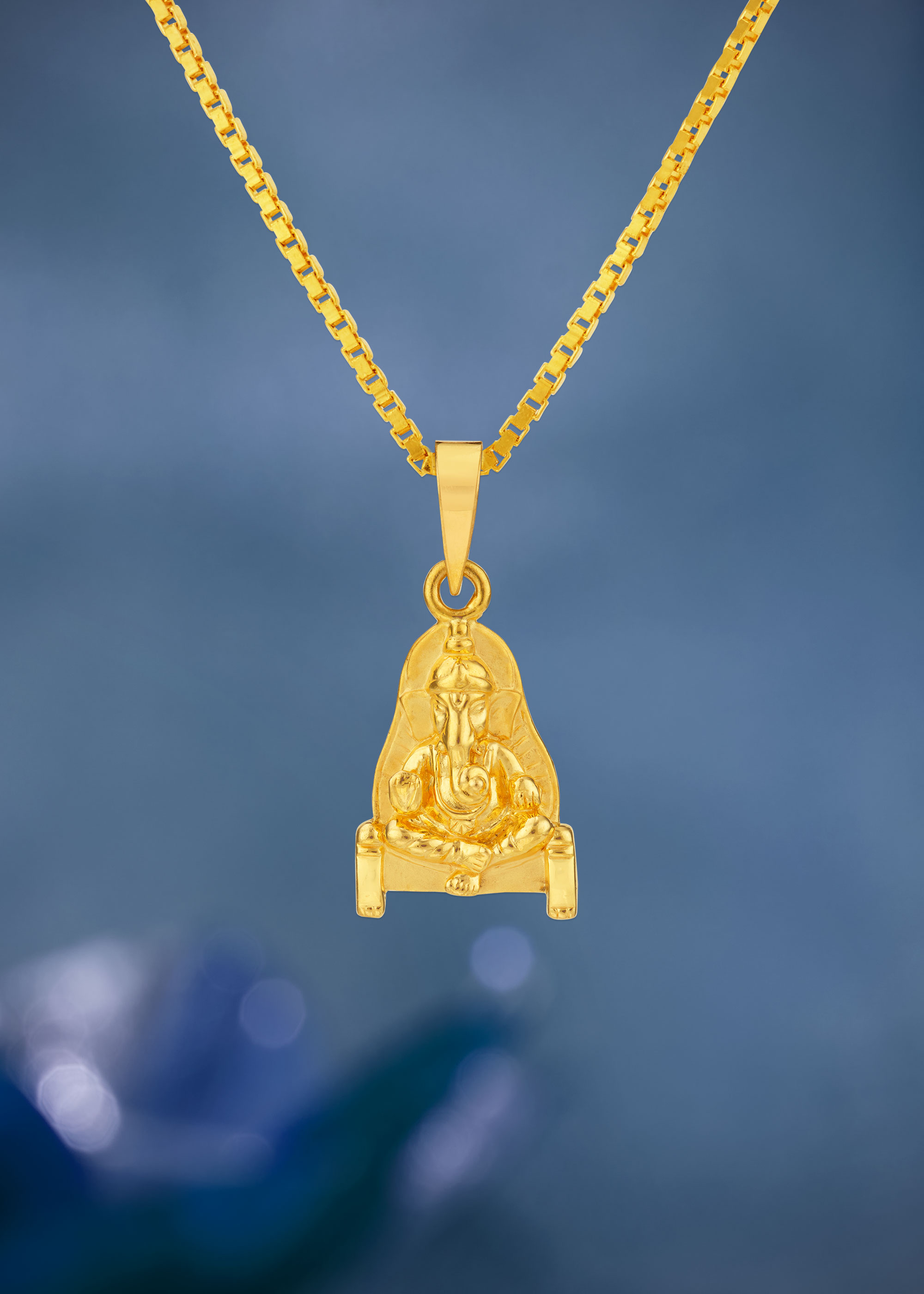 Traditional Ganesh 22K Gold Framed Pendant