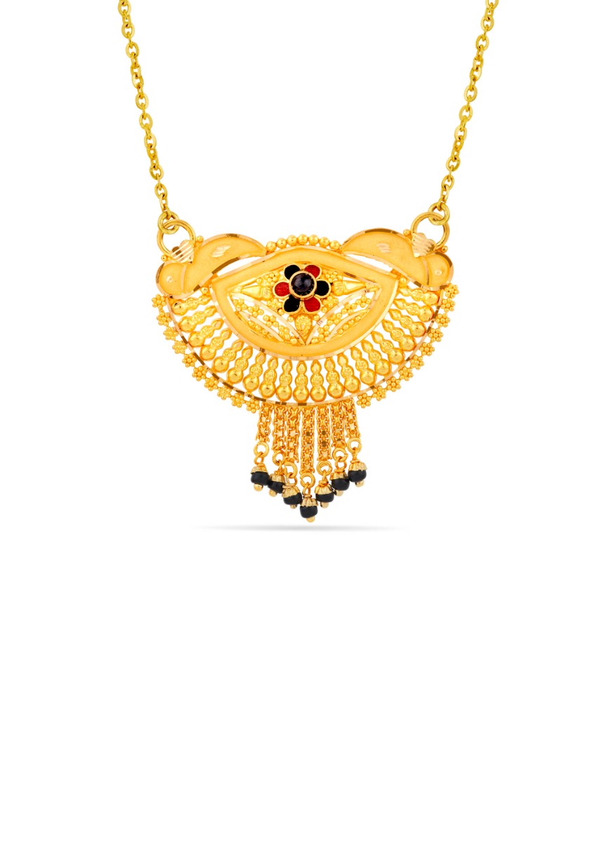 Timeless Floral 22K Gold Twin-Hook Traditional Pendant