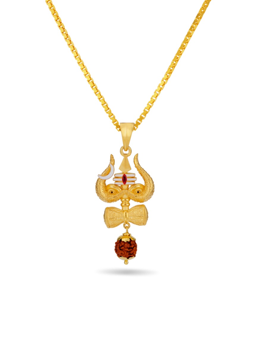 Trishul Rudraksha 22K Gold Pendant