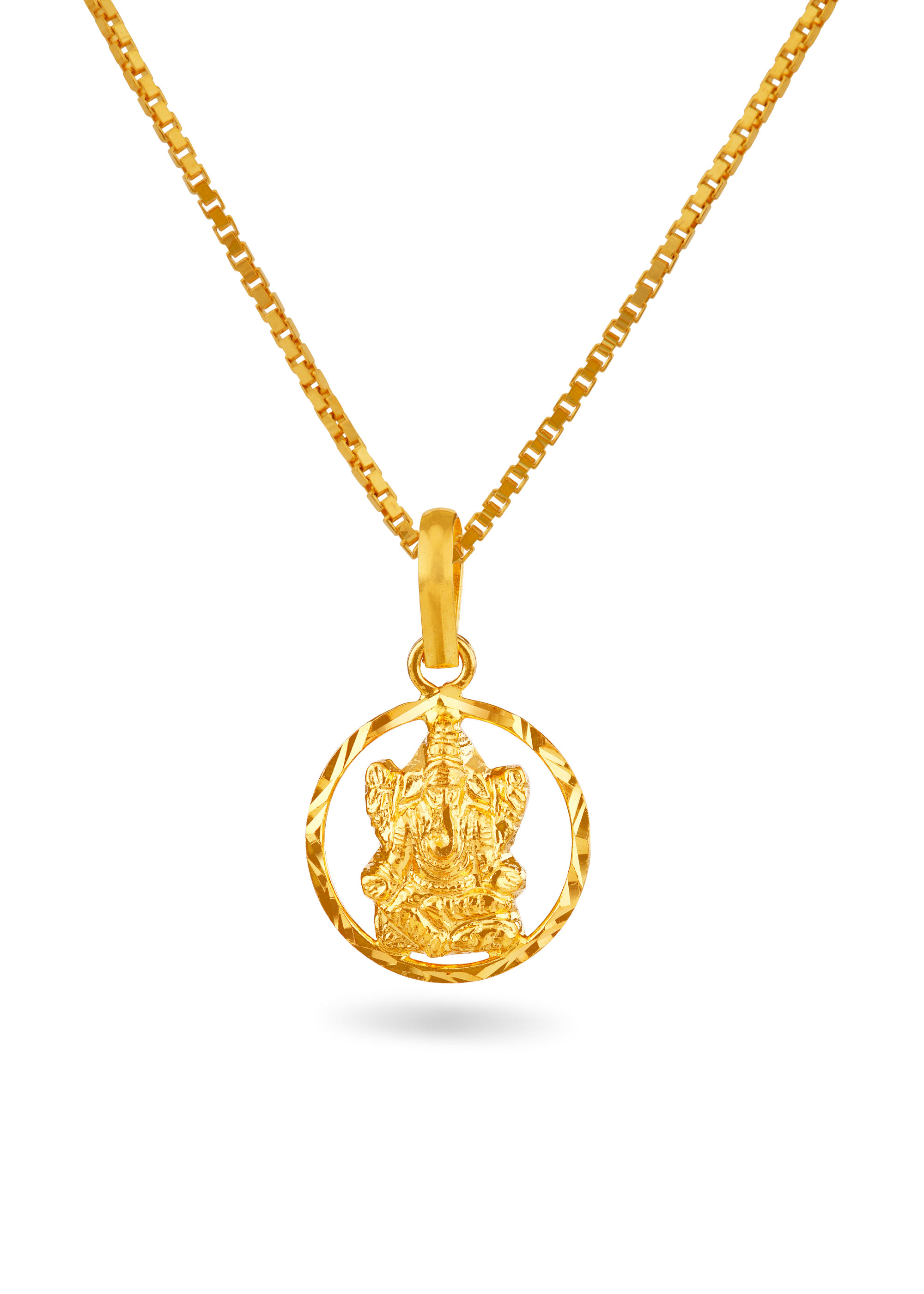 Embossed Ganesh 22K Gold Traditional Pendant