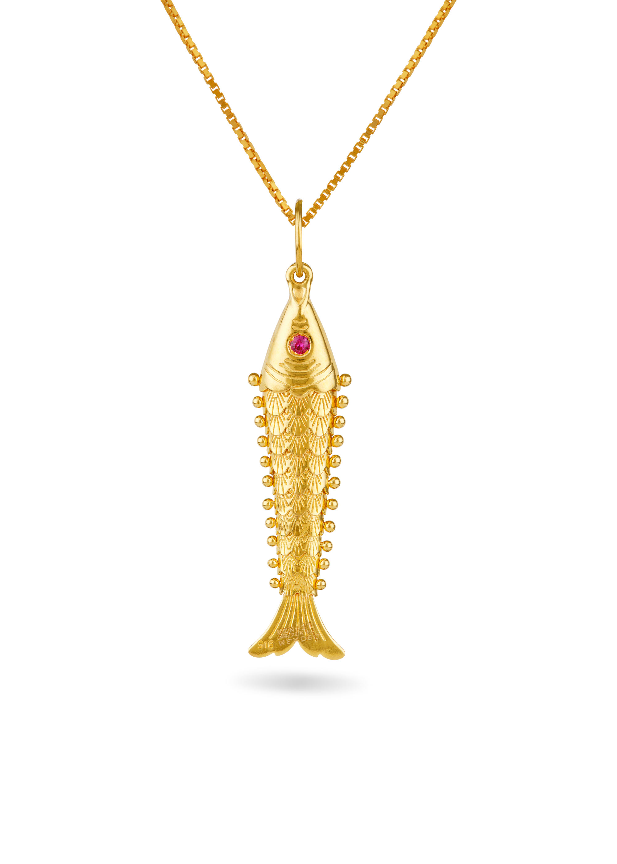 Glossy Fish 22K Gold Pendant