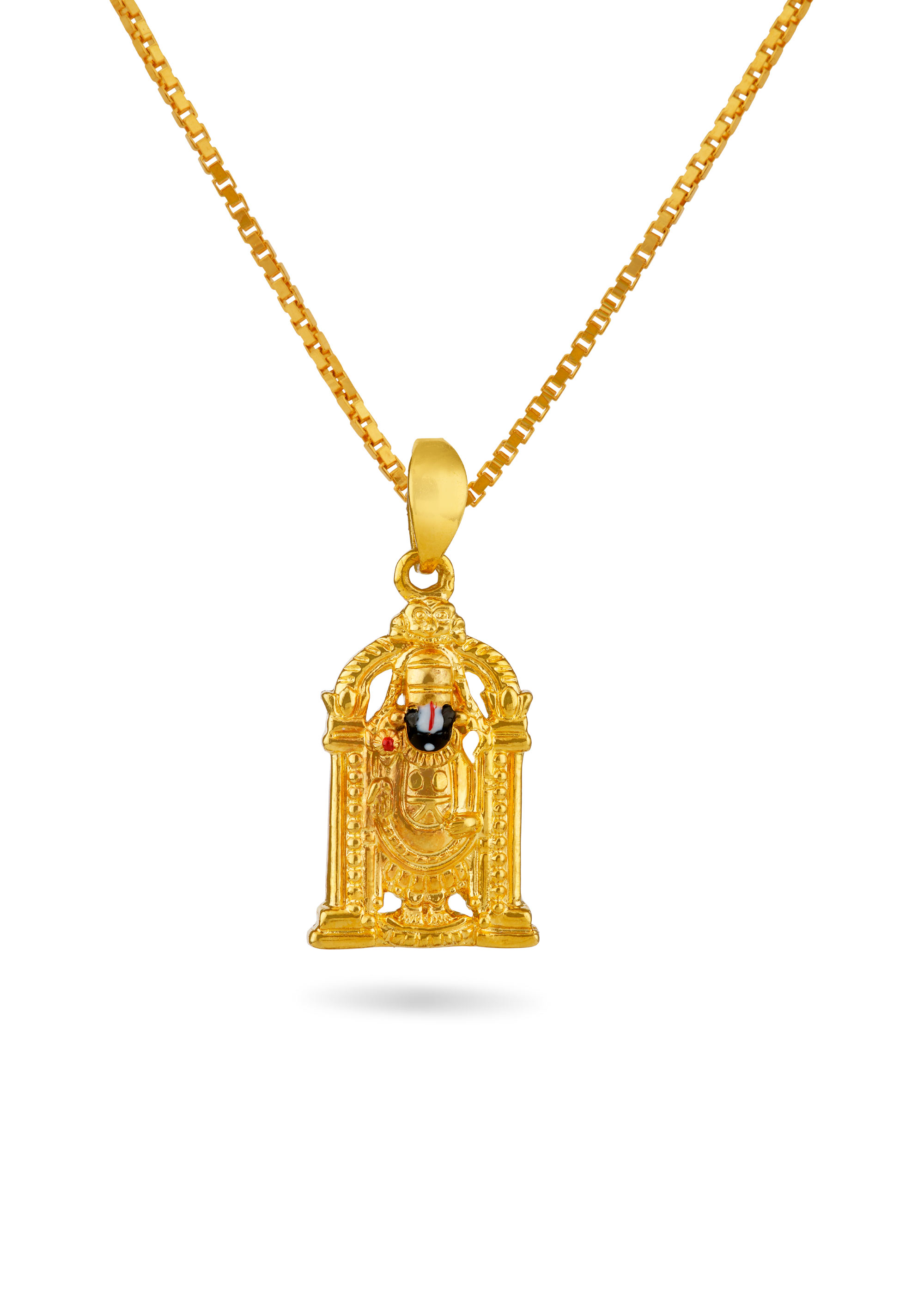 Sparkling Balaji 22K Gold Stone Traditional Pendant