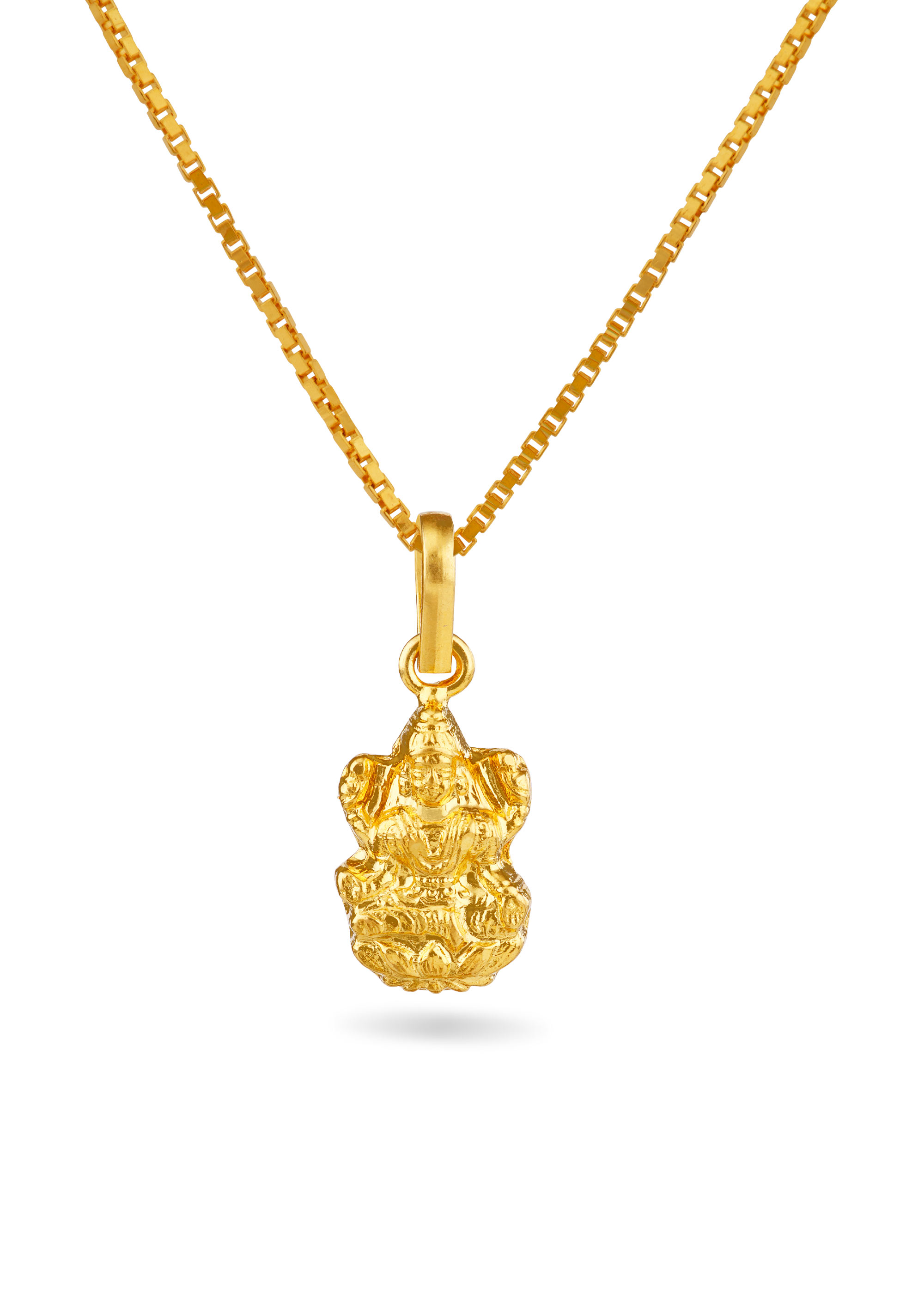 Embossed Lakshmi 22K Gold Traditional Pendant