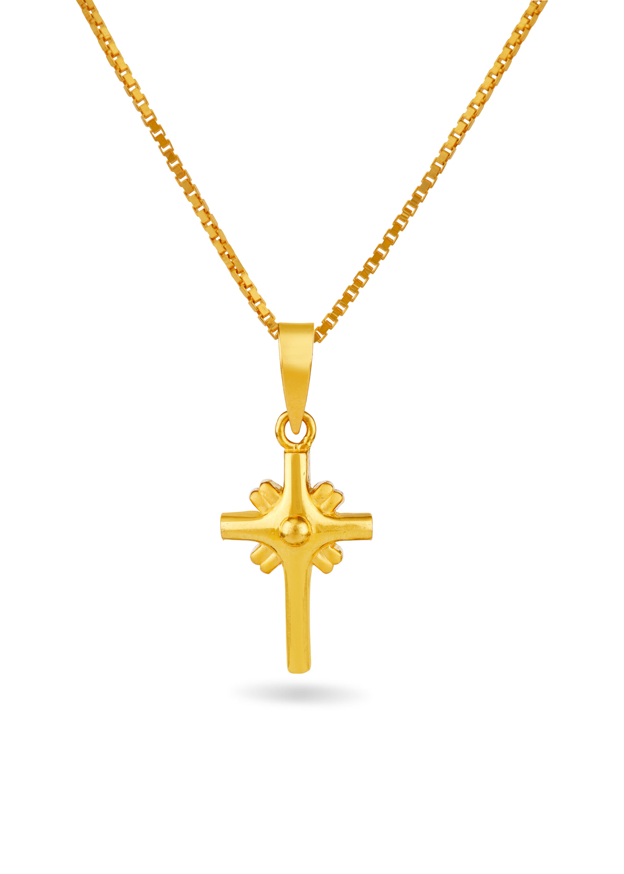 Matte Finish Cross 22K Gold Traditional Pendant