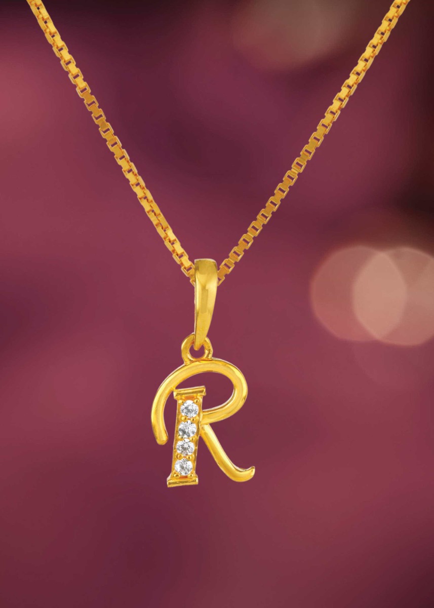 Alphabet "R" 22K Gold Inspired Pendant