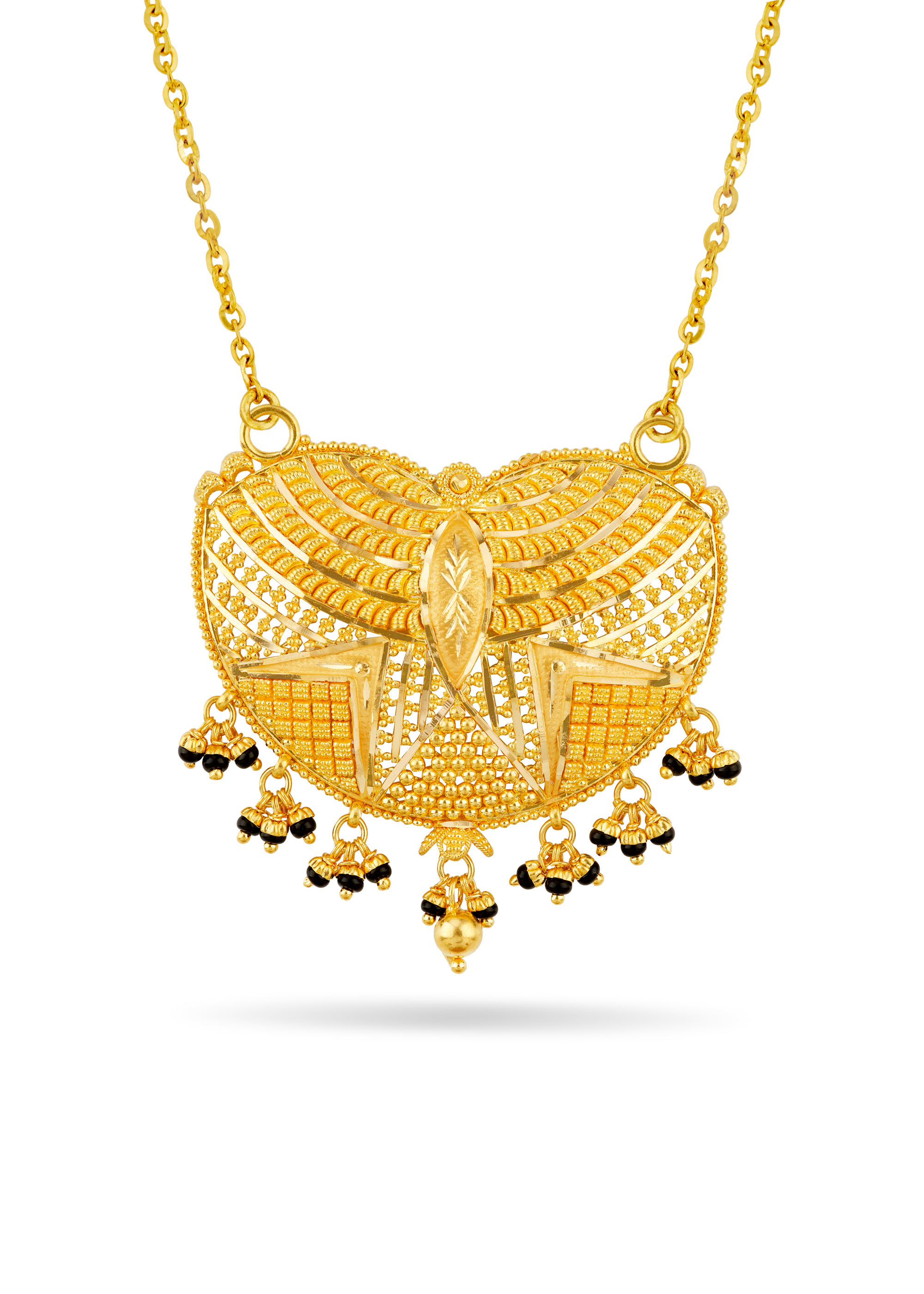 Filigree Black Bead 22K Gold Traditional Pendant