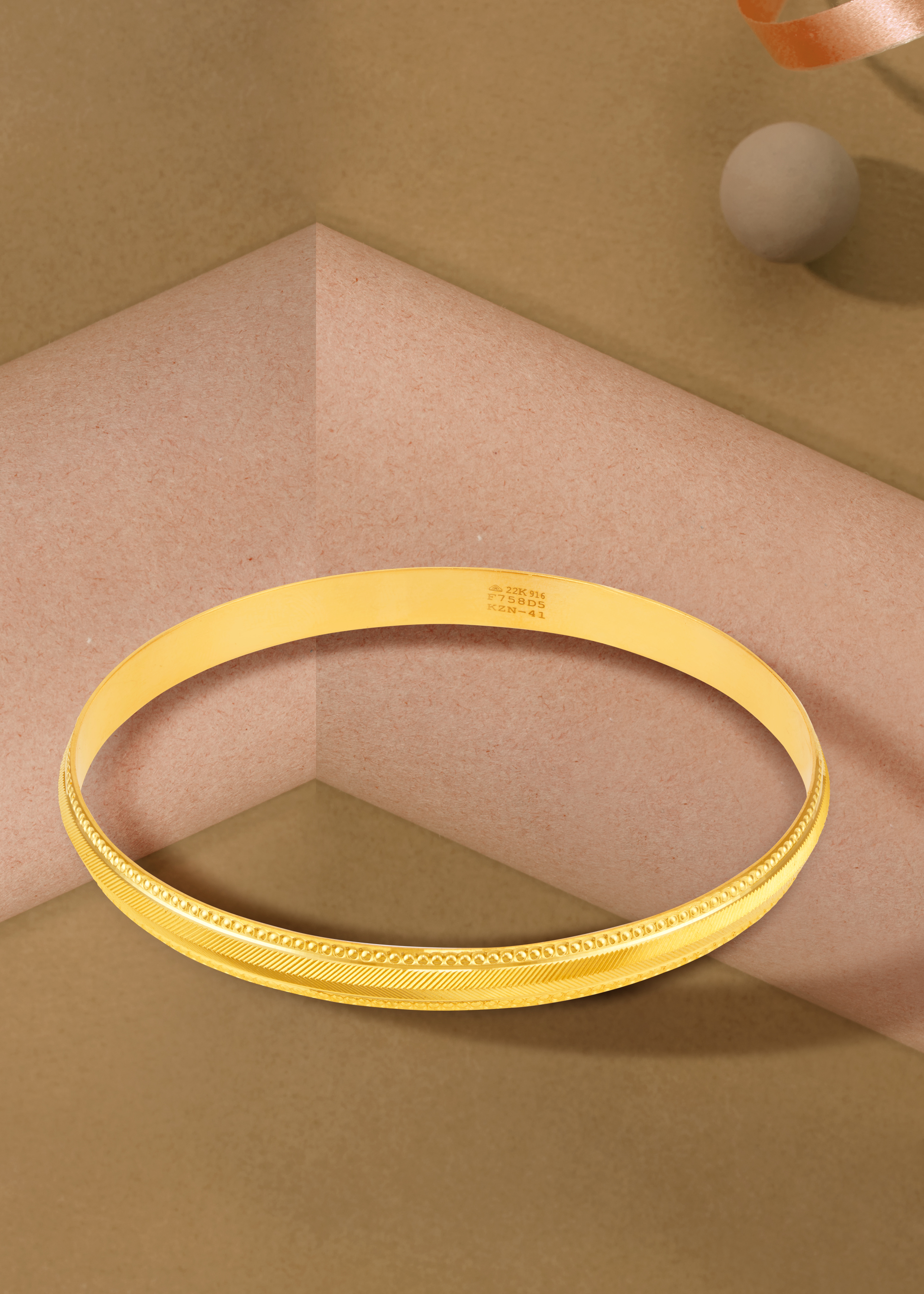 Modern Geometric 22K Gold Men's Kada