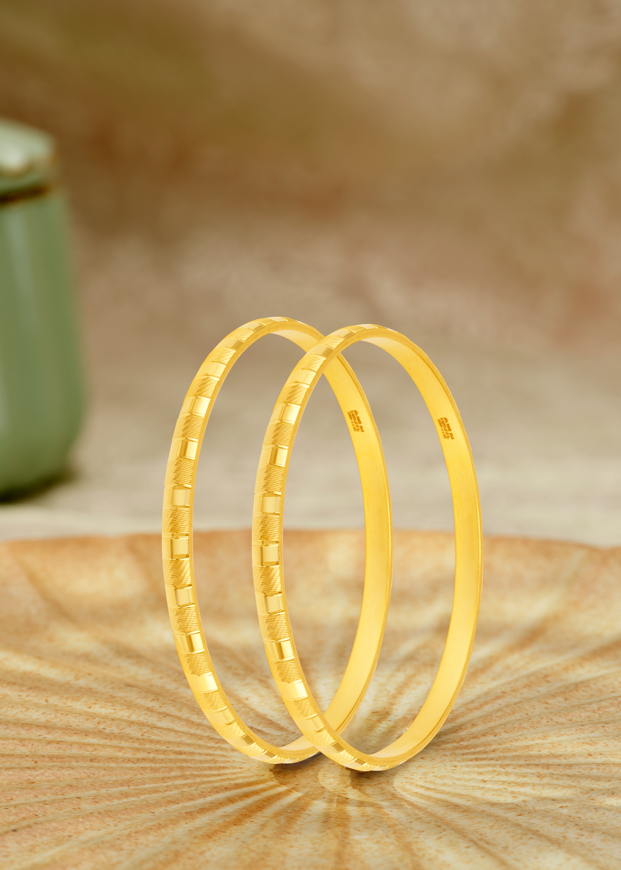 Graceful Patterned 22K Gold Finish Bangle