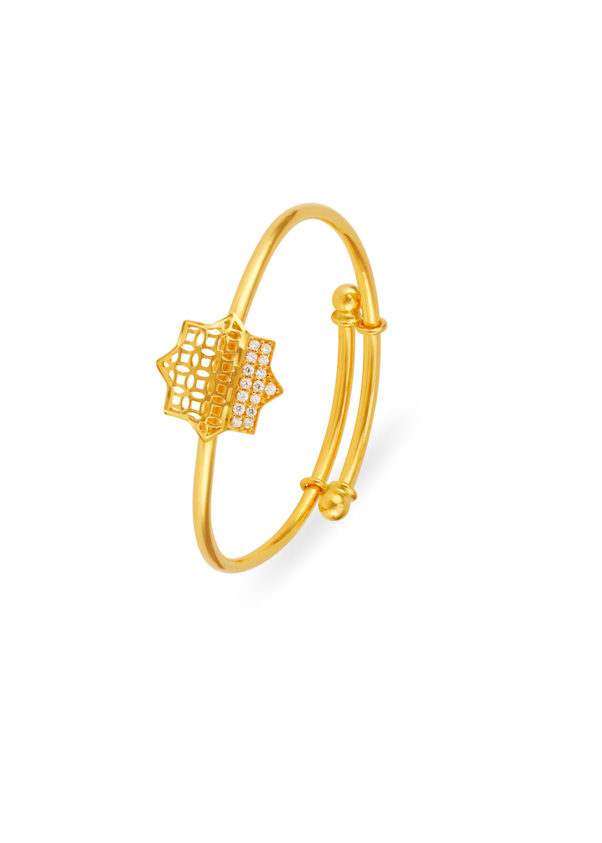 Overlap Charm 22K Gold Baby Bangle