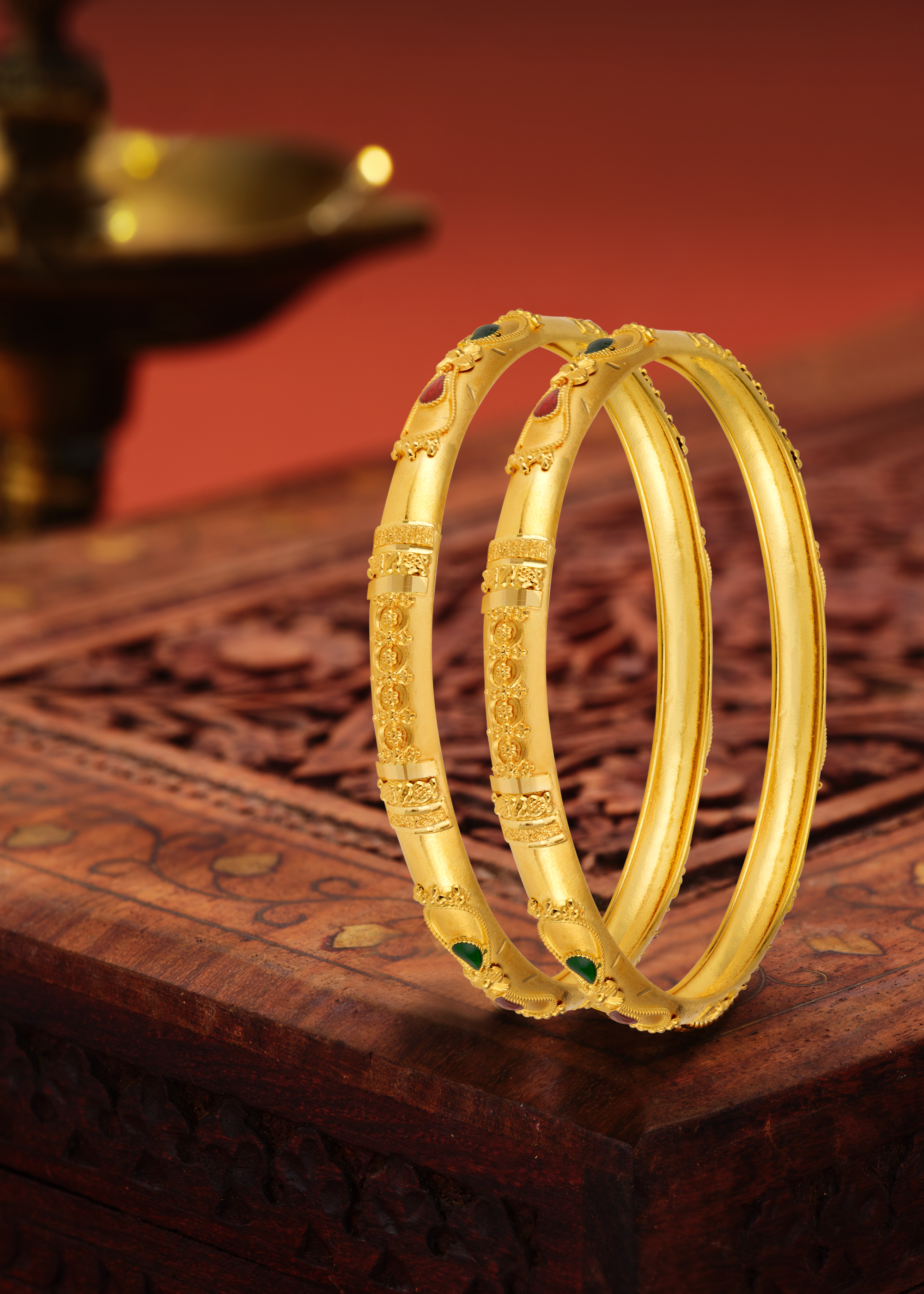 Classic Charm 22K Gold Half-Round Bangle