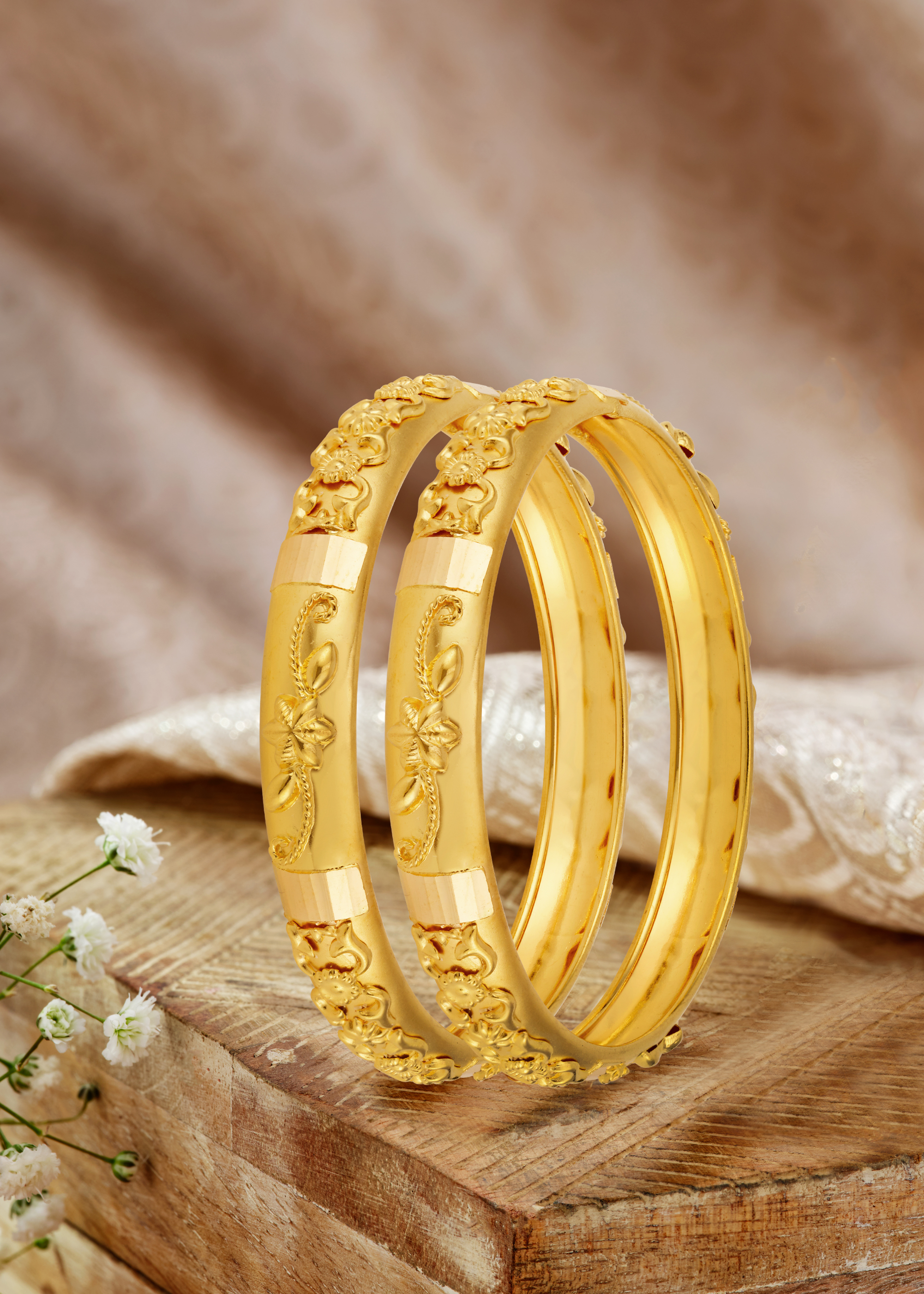 Half Round 22K Gold Elegance Bangle