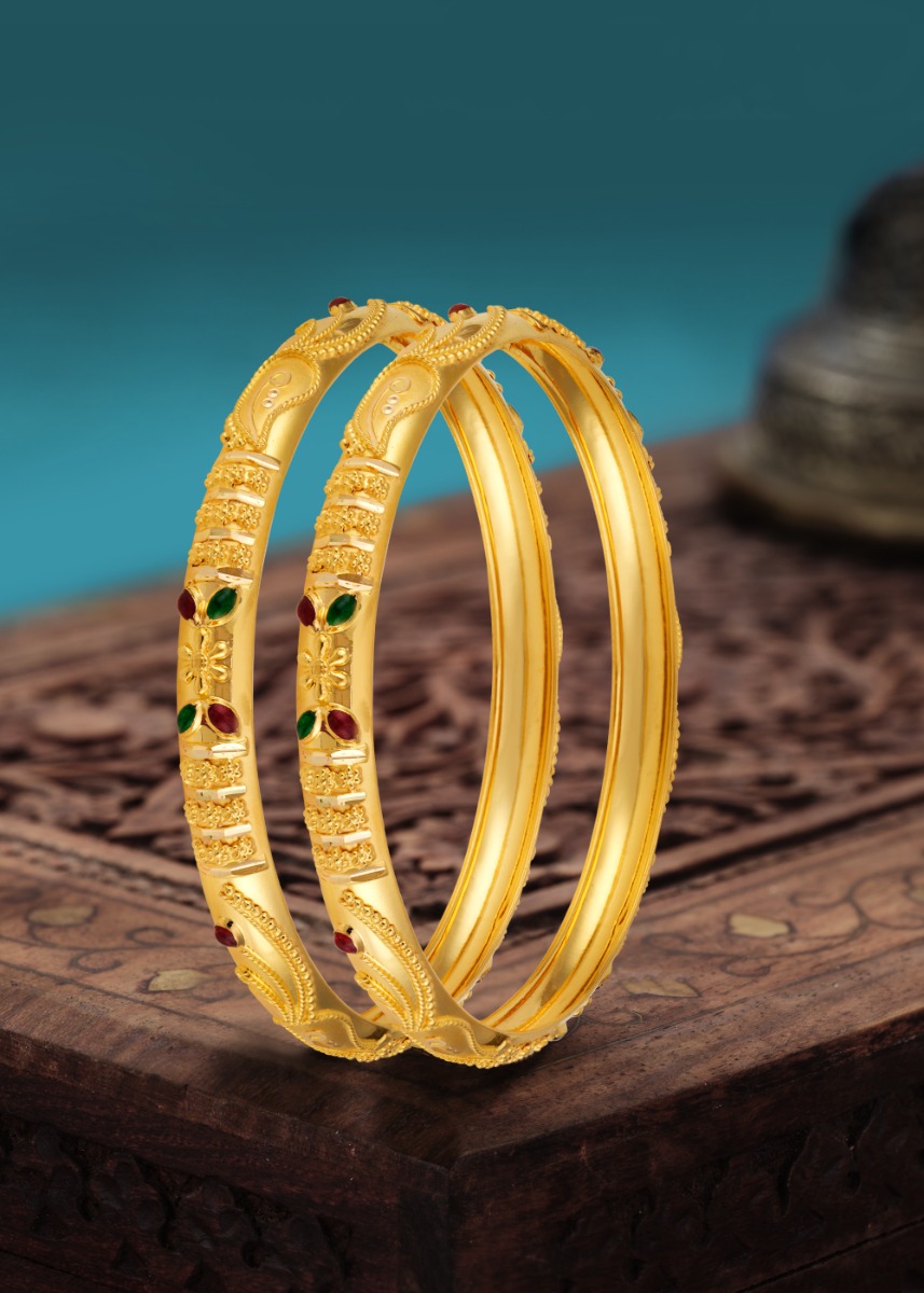 Delicate Half-Round 22K Gold Wonder Bangle