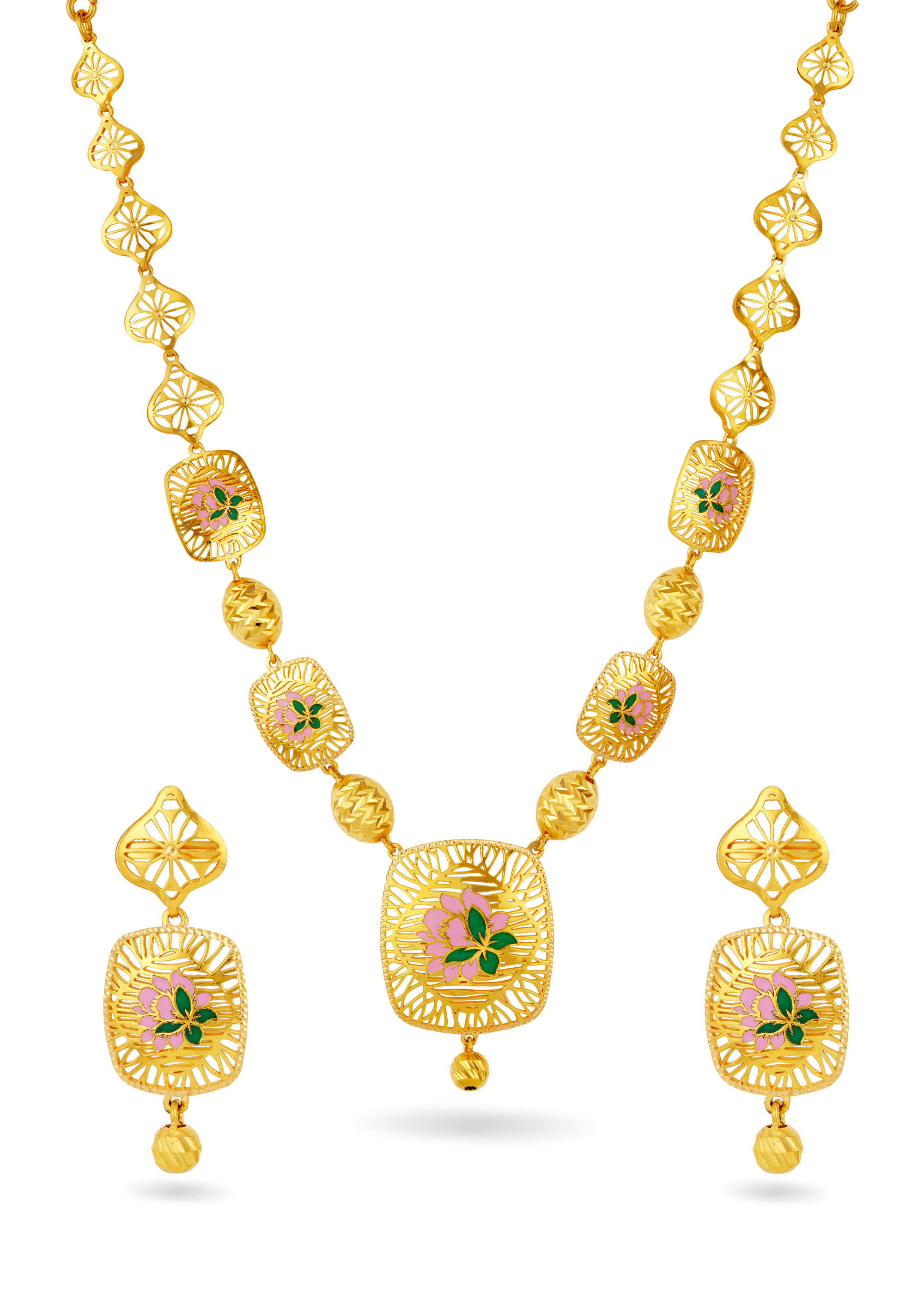 Elegant Enamel 22K Gold Stamped Neckwear Set