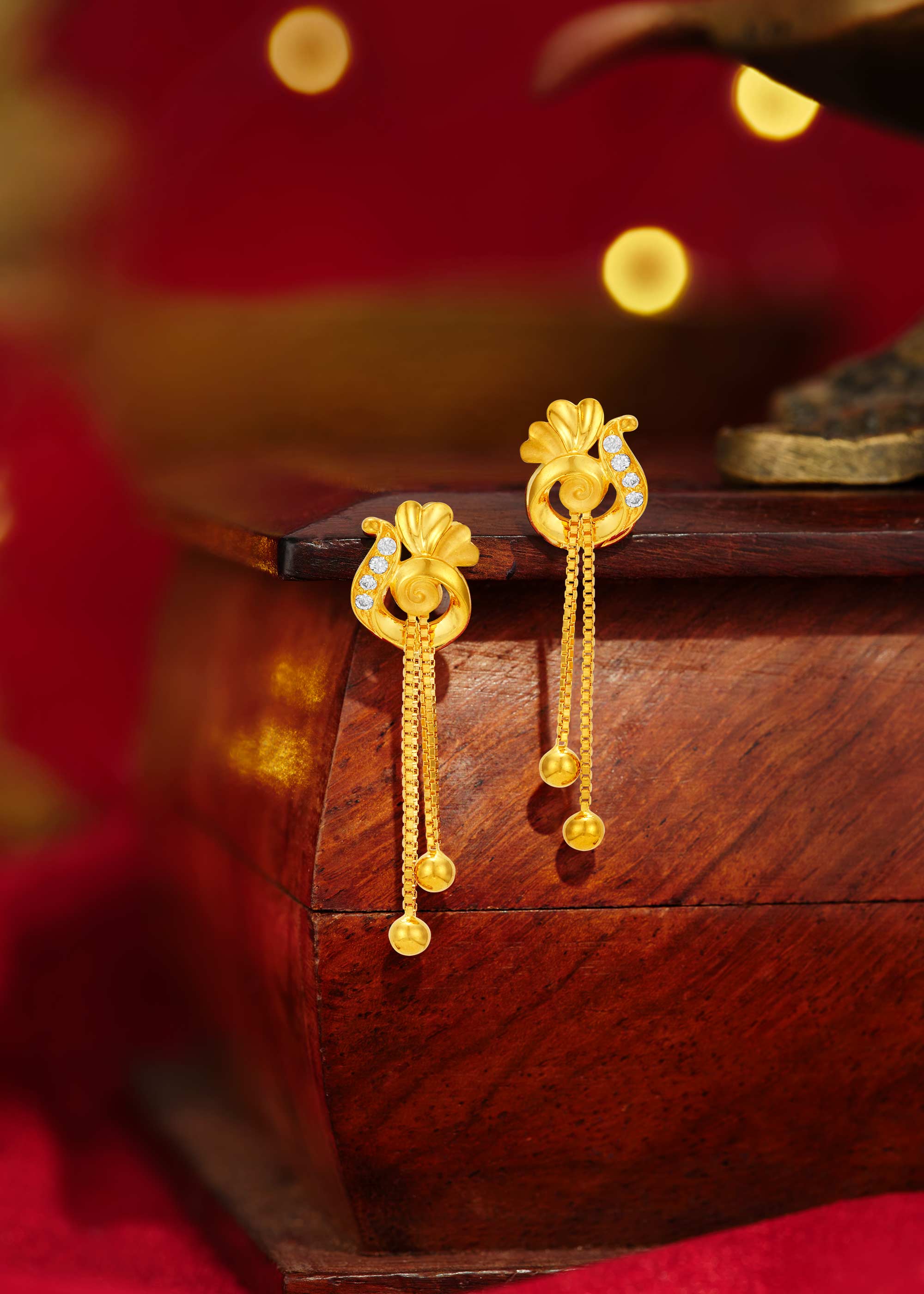 Spring Blossom 22K Gold Hanging Earring