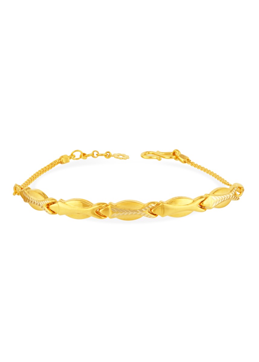 Contemporary Fish-Shaped 22K Gold Stamped Bracelet