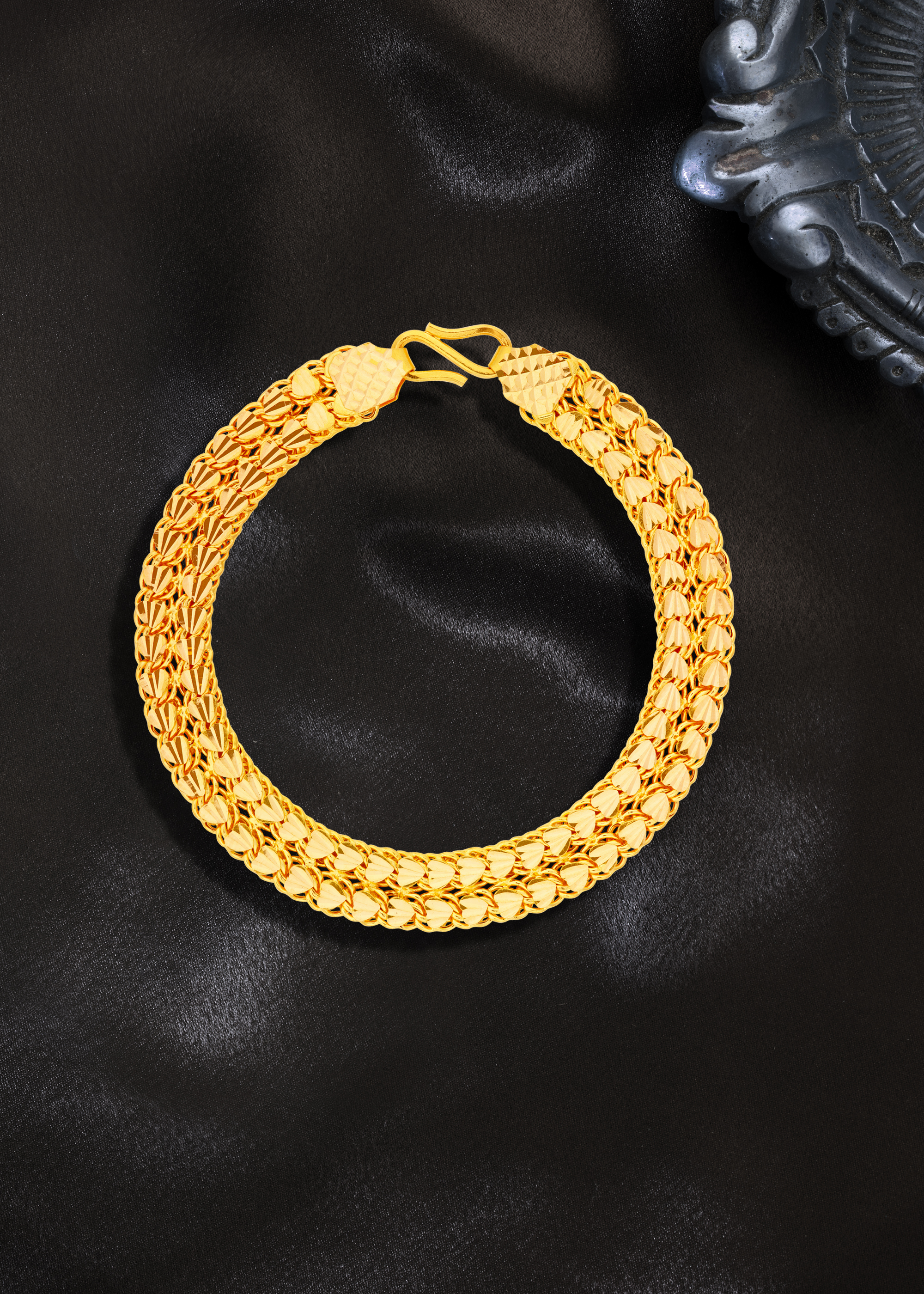 Elegant Leaf 22K Gold Design Men's Bracelet