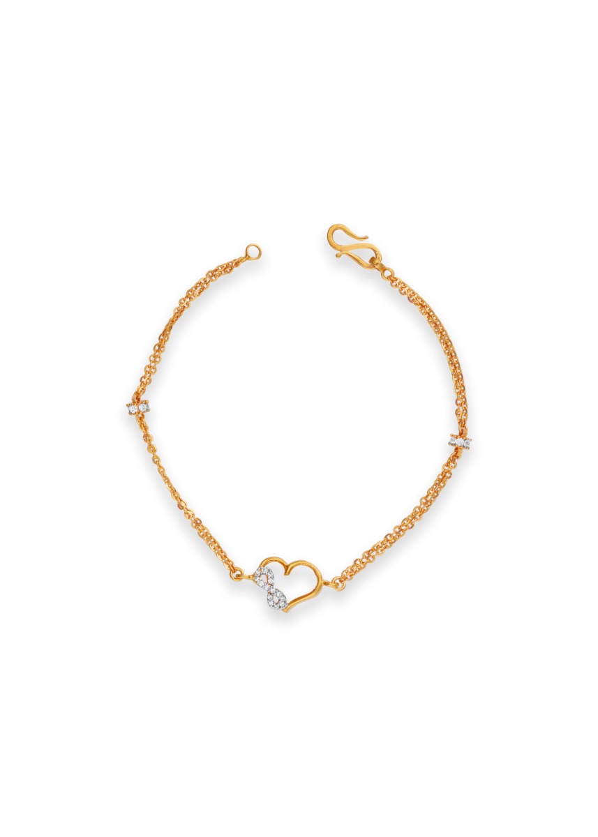 Golden Heart 22K Gold Chain Bracelet