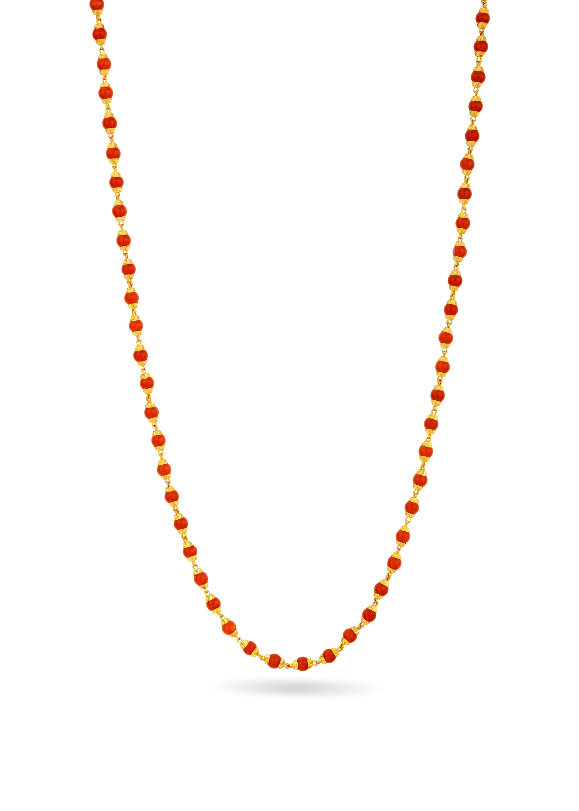 Elegant Coral Mala 22K Gold Chain